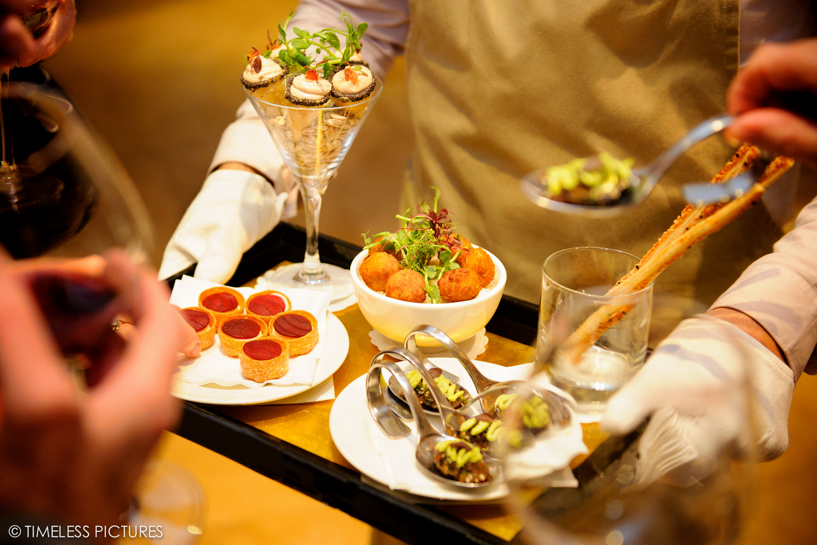 Gourmet hors d'oeuvres tray in elegant Garden Room 3 for upscale events and networking.