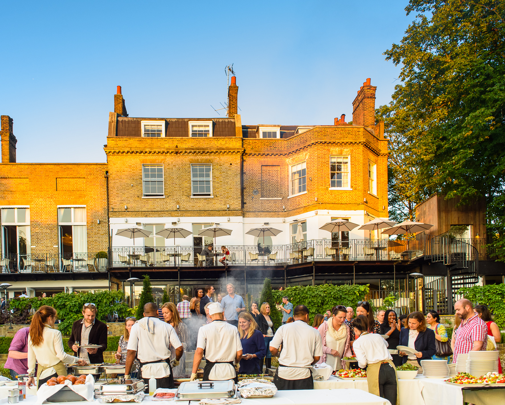 Outdoor event setup at The Bingham's Terrace & Garden, perfect for summer networking.