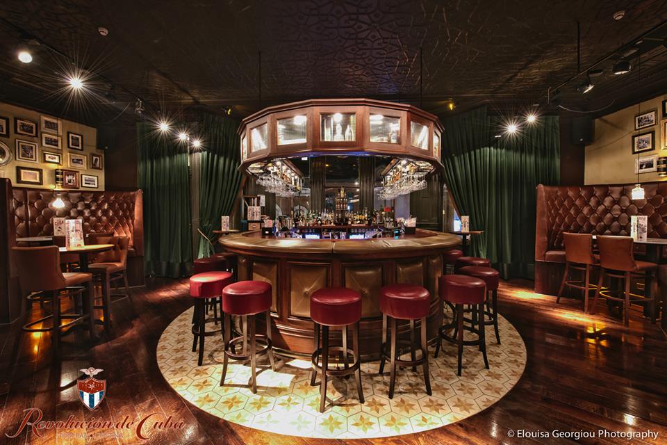 Stylish circular bar at Havana Bar, ideal for networking events and gatherings in Nottingham.