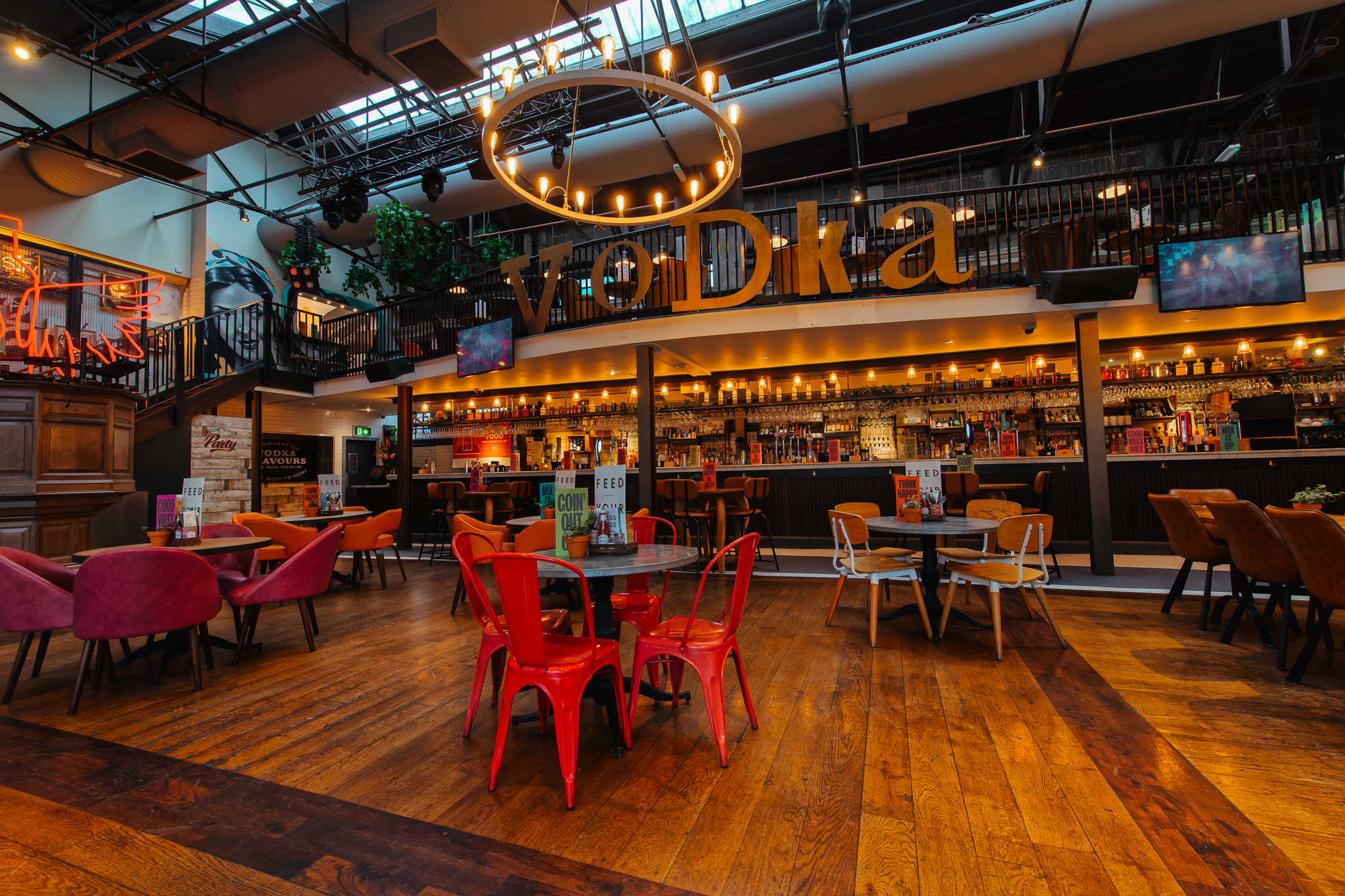 Vibrant Revolution Bristol venue with stylish bar, ideal for networking events and gatherings.