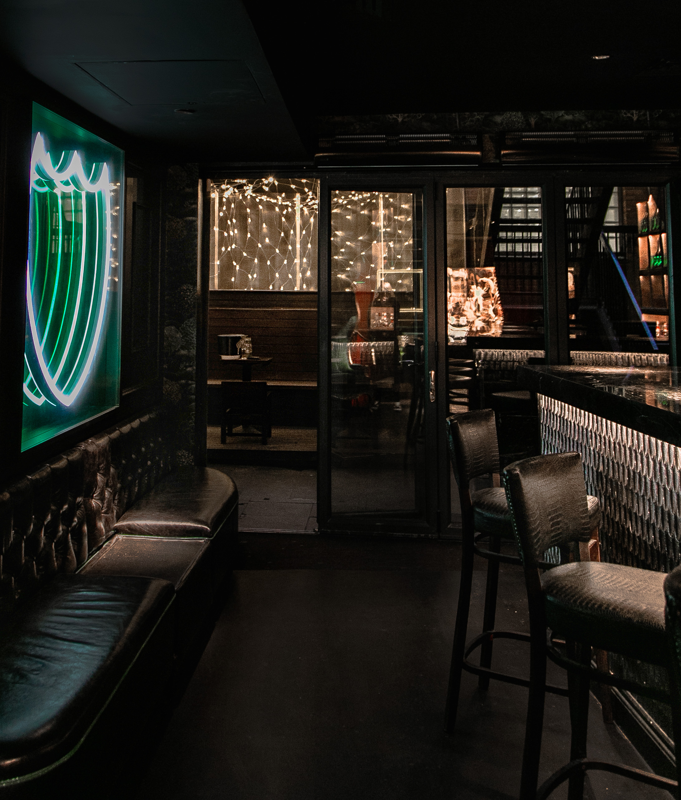 Stylish Green Room at Maddox Club Mayfair, ideal for intimate networking events.