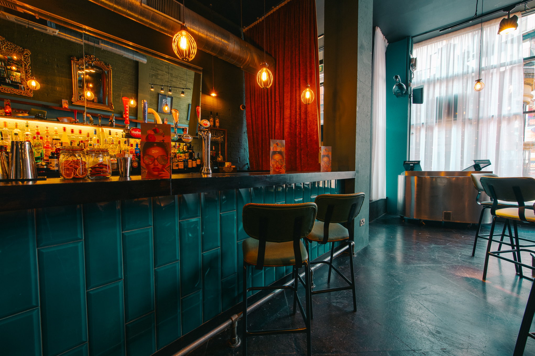 Stylish bar area in Hidden Bar, Revolution Sheffield, perfect for networking events and gatherings.