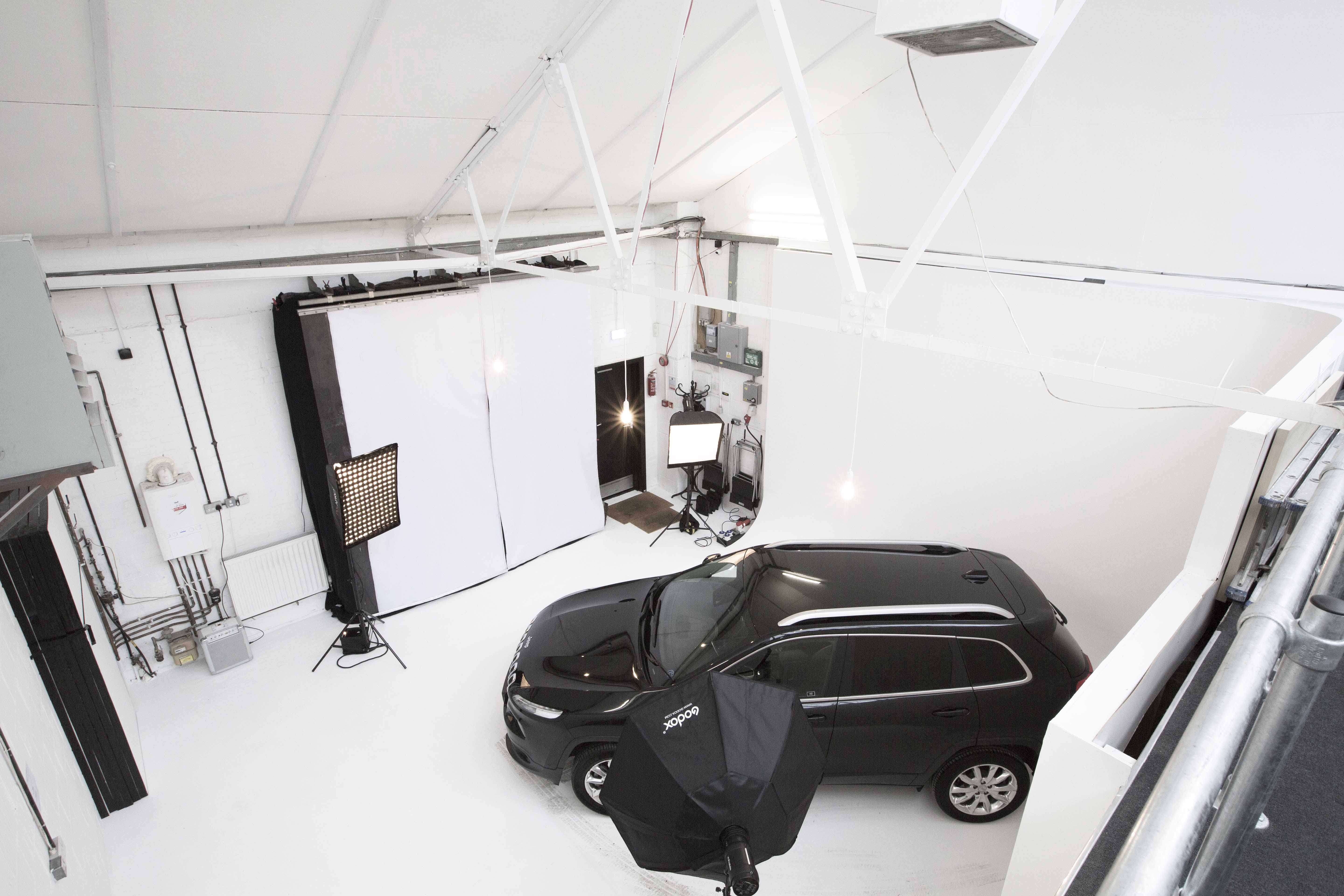 Versatile event space at North 17 Studios for product launches and automotive showcases.