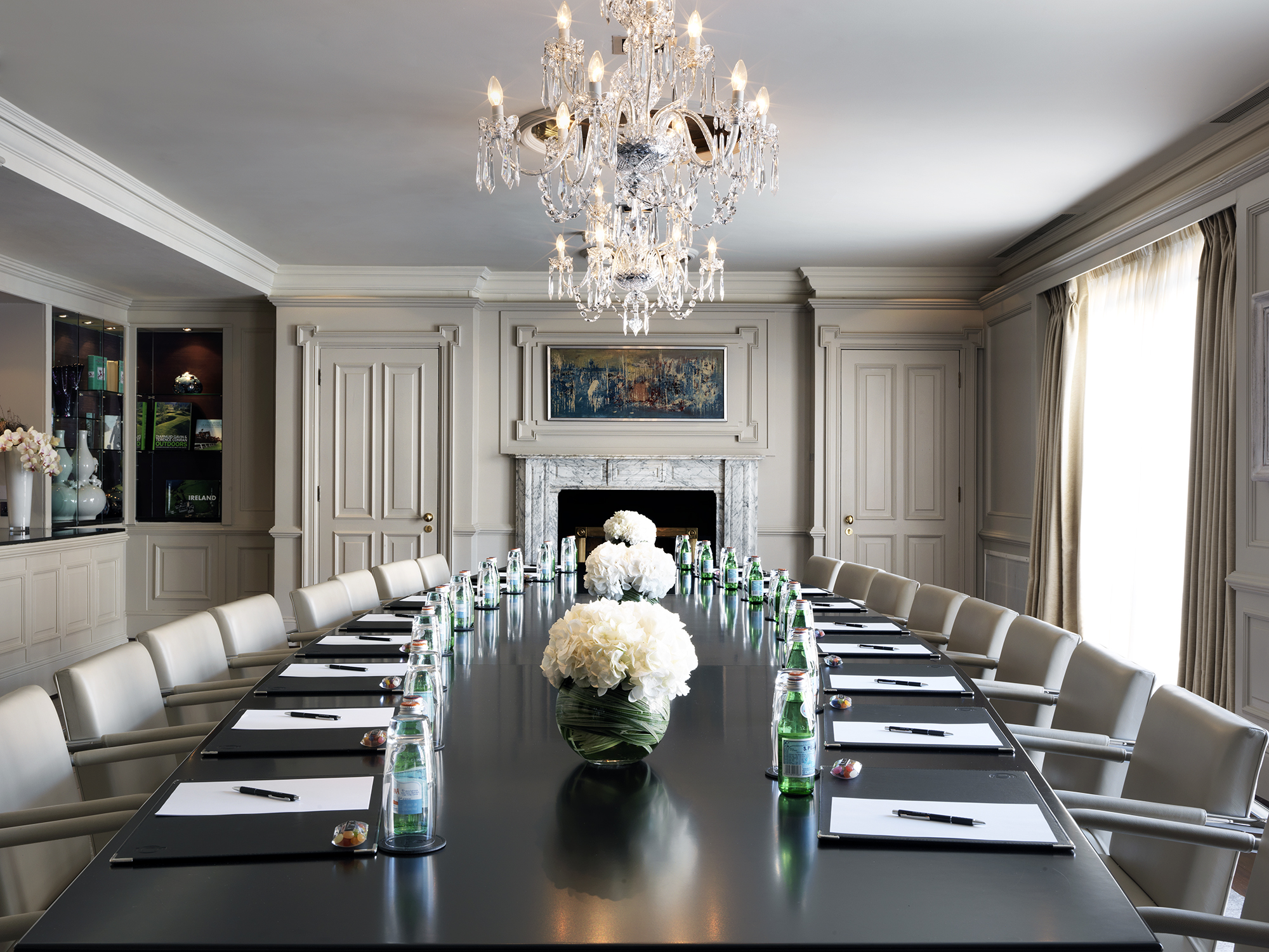 Trinity Suite boardroom at The Westbury Hotel, Dublin - elegant meeting space with natural light.