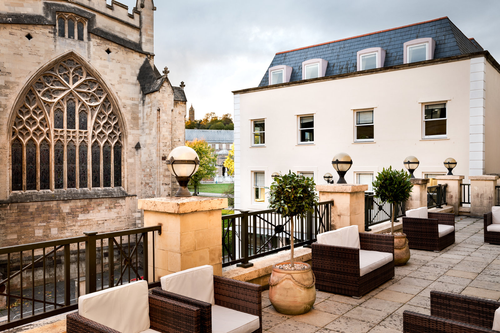 Kings Suite outdoor breakout space at Bristol Marriott Royal for upscale networking and cocktail events.