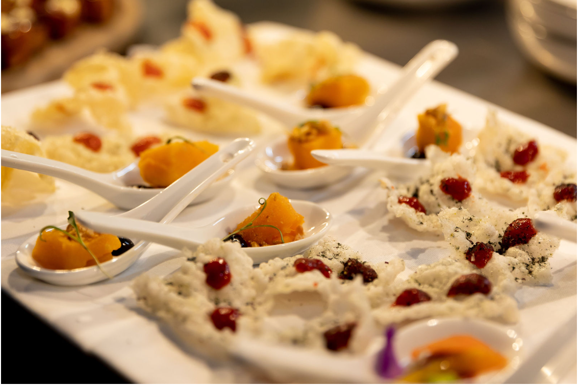 Elegant hors d'oeuvres display at Galvin La Chapelle for upscale networking event.