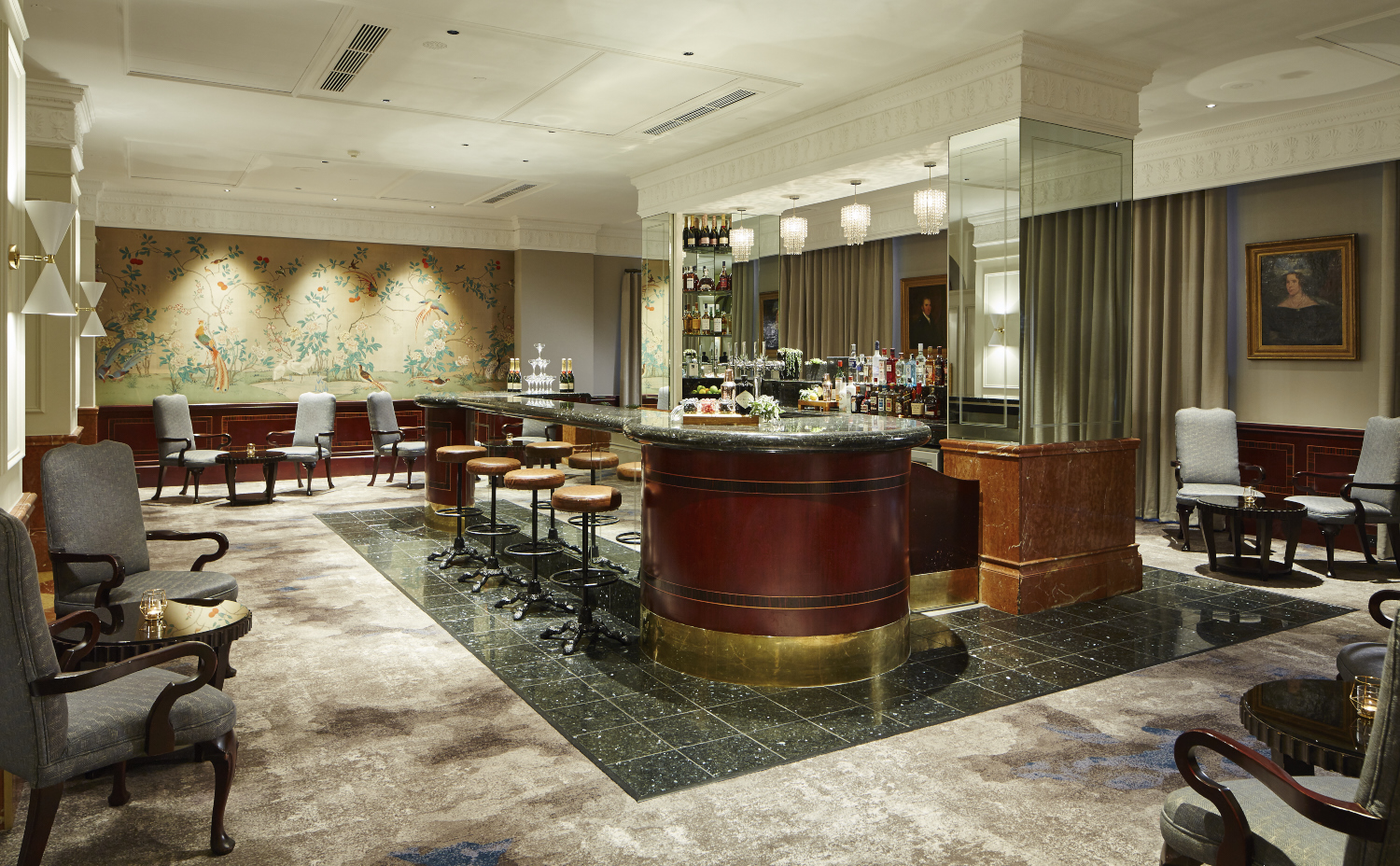 Sophisticated Palm Court lounge at Bristol Marriott Royal Hotel for VIP receptions and networking.