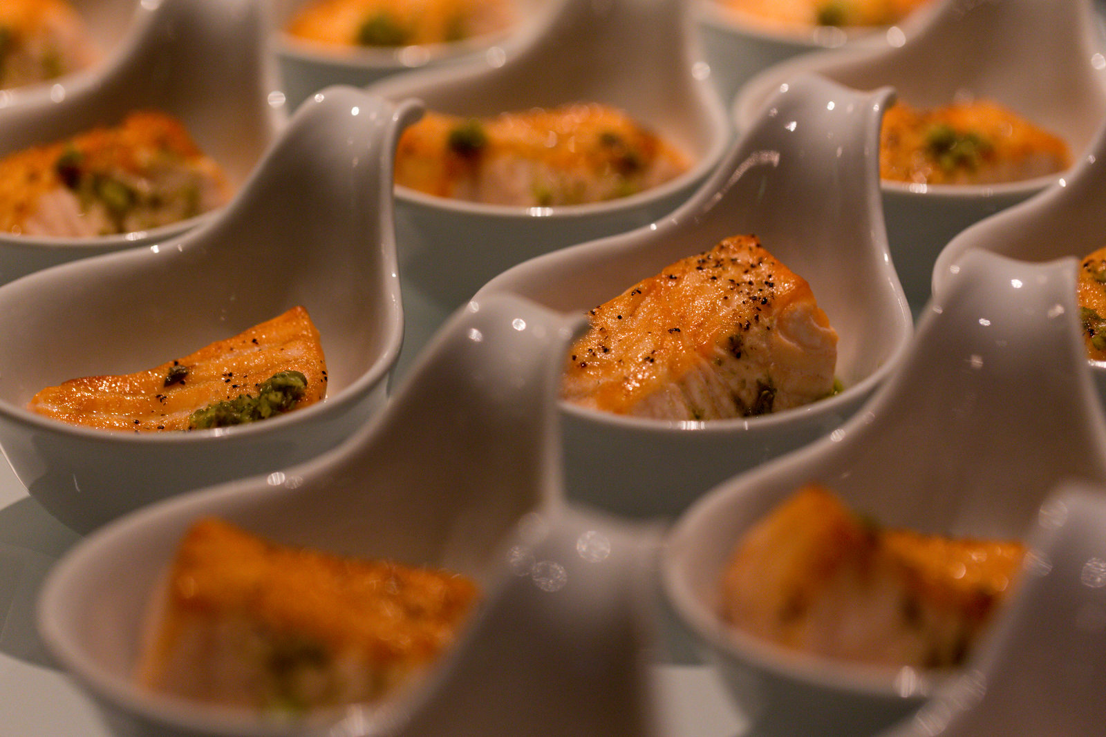 Elegant passed hors d'oeuvres served at a Bristol Marriott Royal Hotel corporate networking event.
