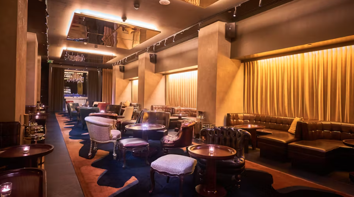 Sophisticated lounge at Blind Spot, ideal for networking events and intimate gatherings.