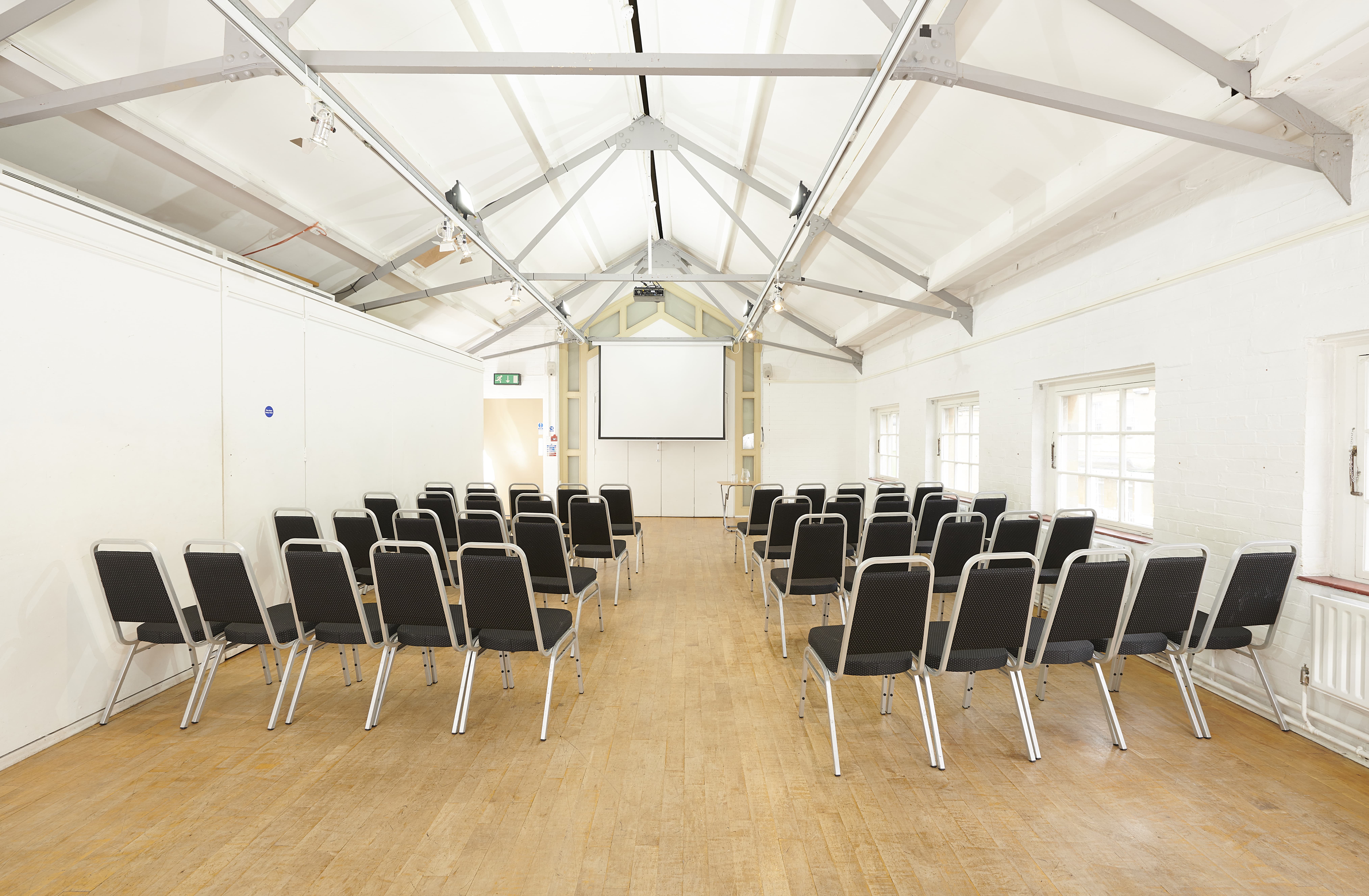 Top Room at Oxford Playhouse: minimalist meeting space for workshops and seminars.