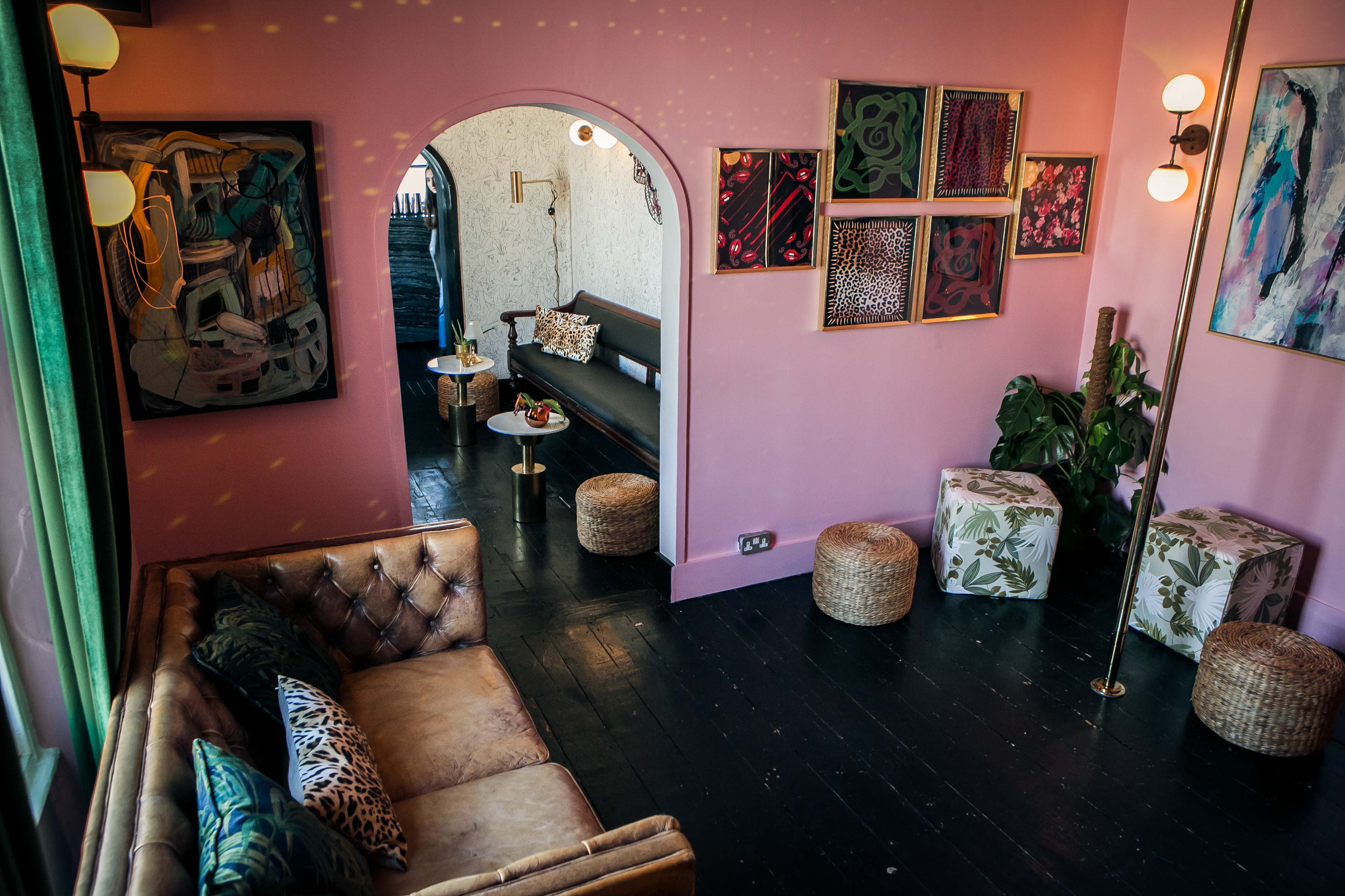 Tequila and Mezcal Parlour: vibrant meeting space with pink walls for networking events.