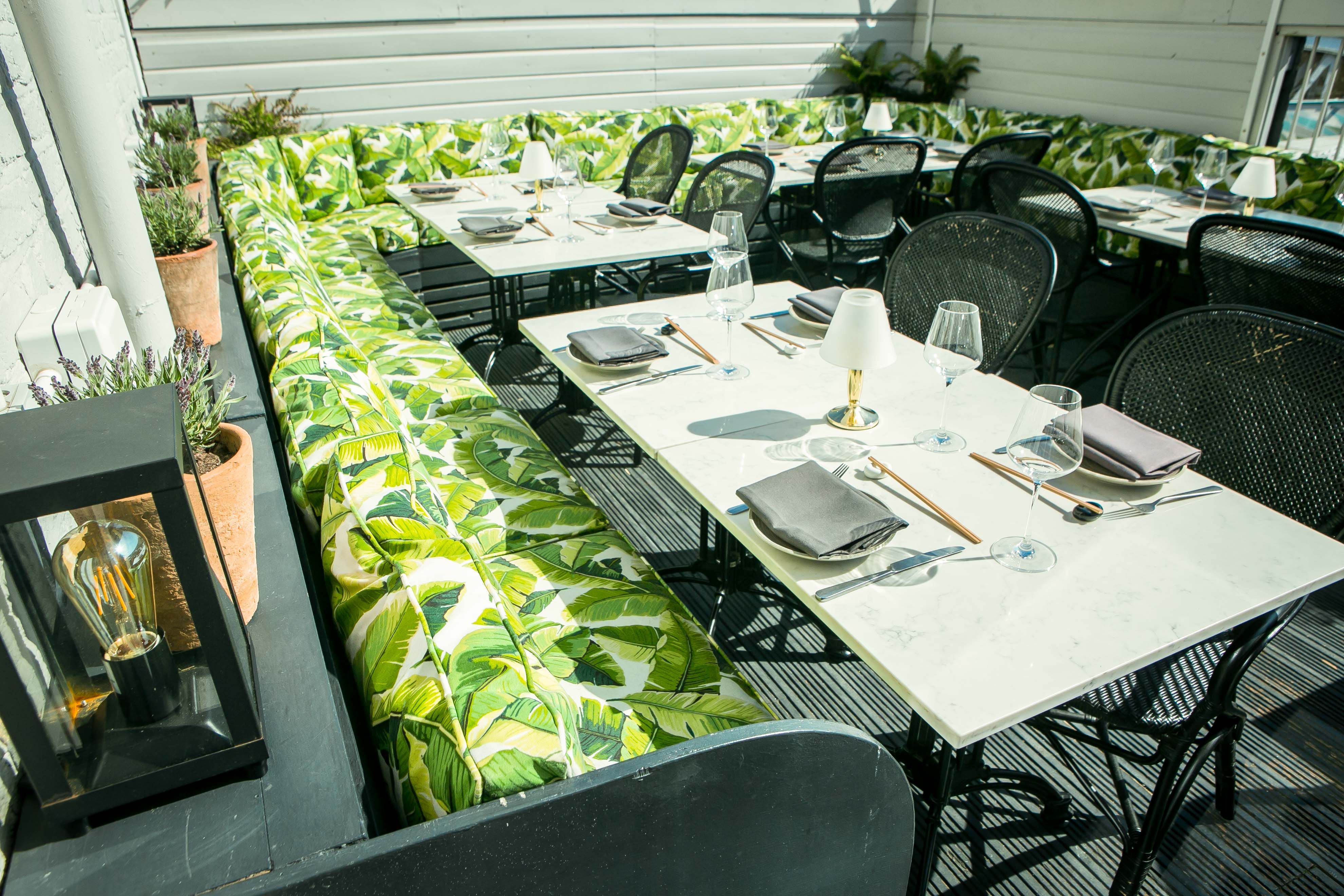 Stylish outdoor dining at Al Fresco Terrace, perfect for networking events and receptions.