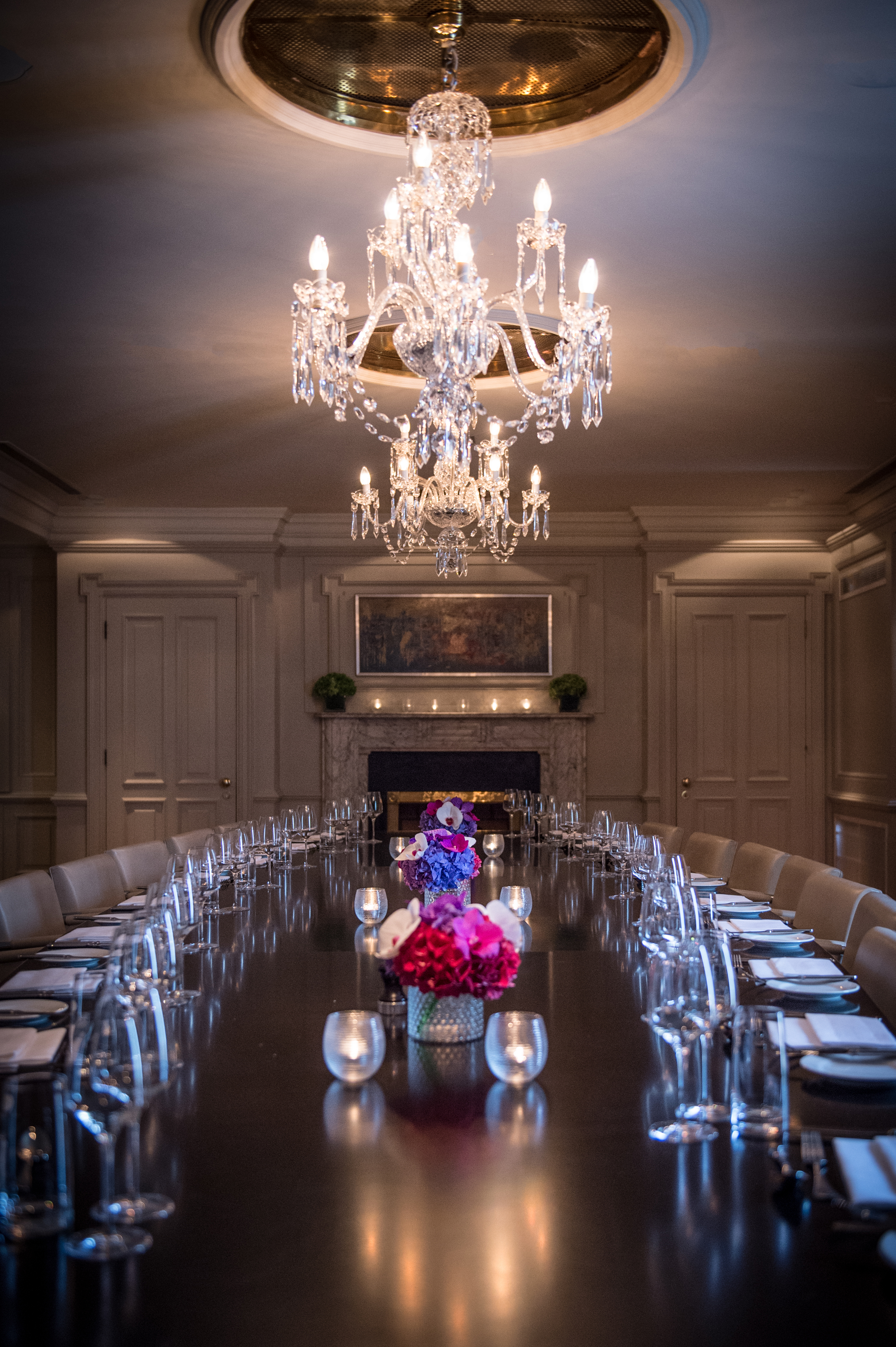 Trinity Suite at Westbury Hotel Dublin, elegant meeting room with floral centerpieces.