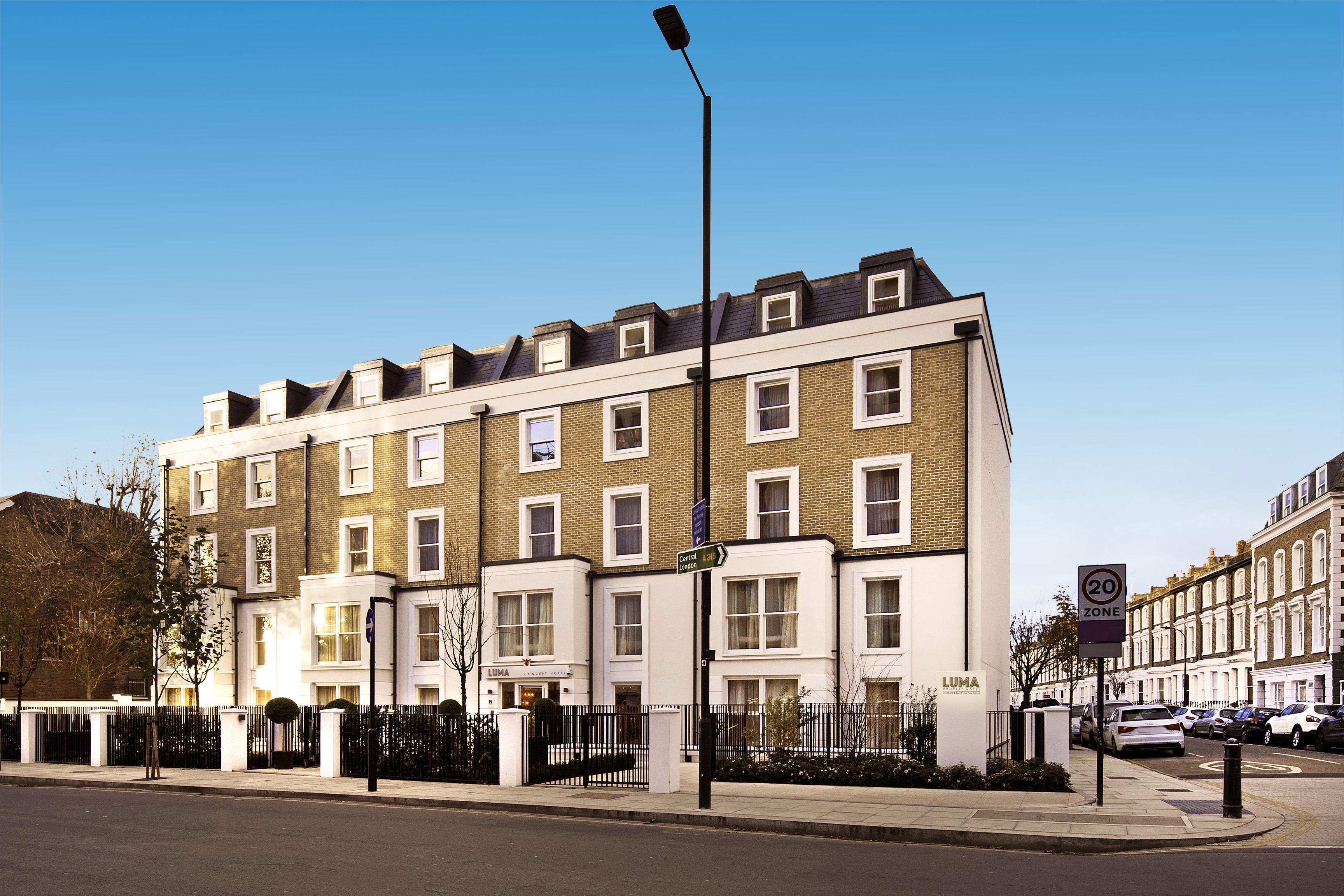 Modern Garden Terrace at LUMA Hotel, ideal for corporate meetings and events.