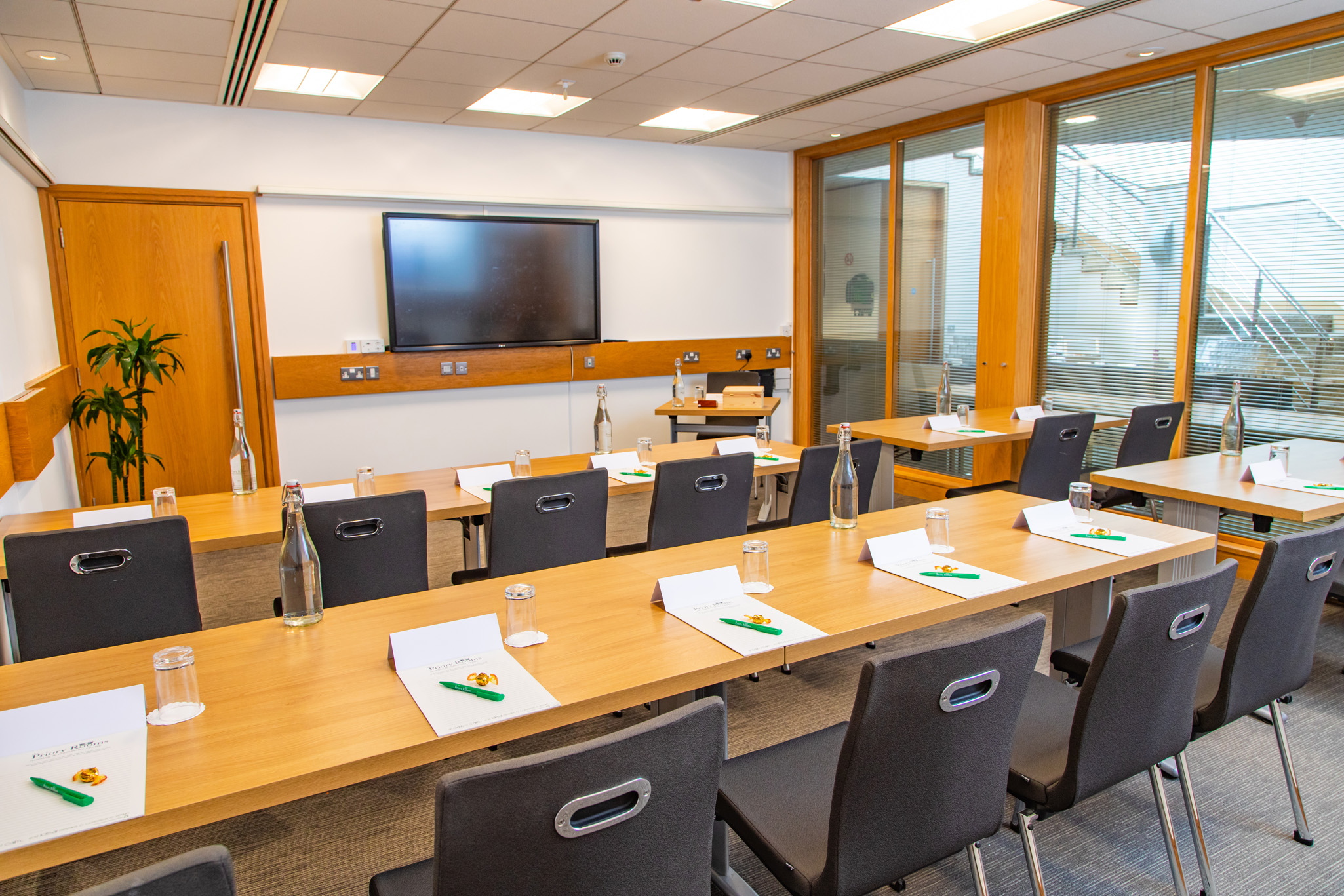 Elizabeth Fry in a professional meeting room with natural light, ideal for conferences.