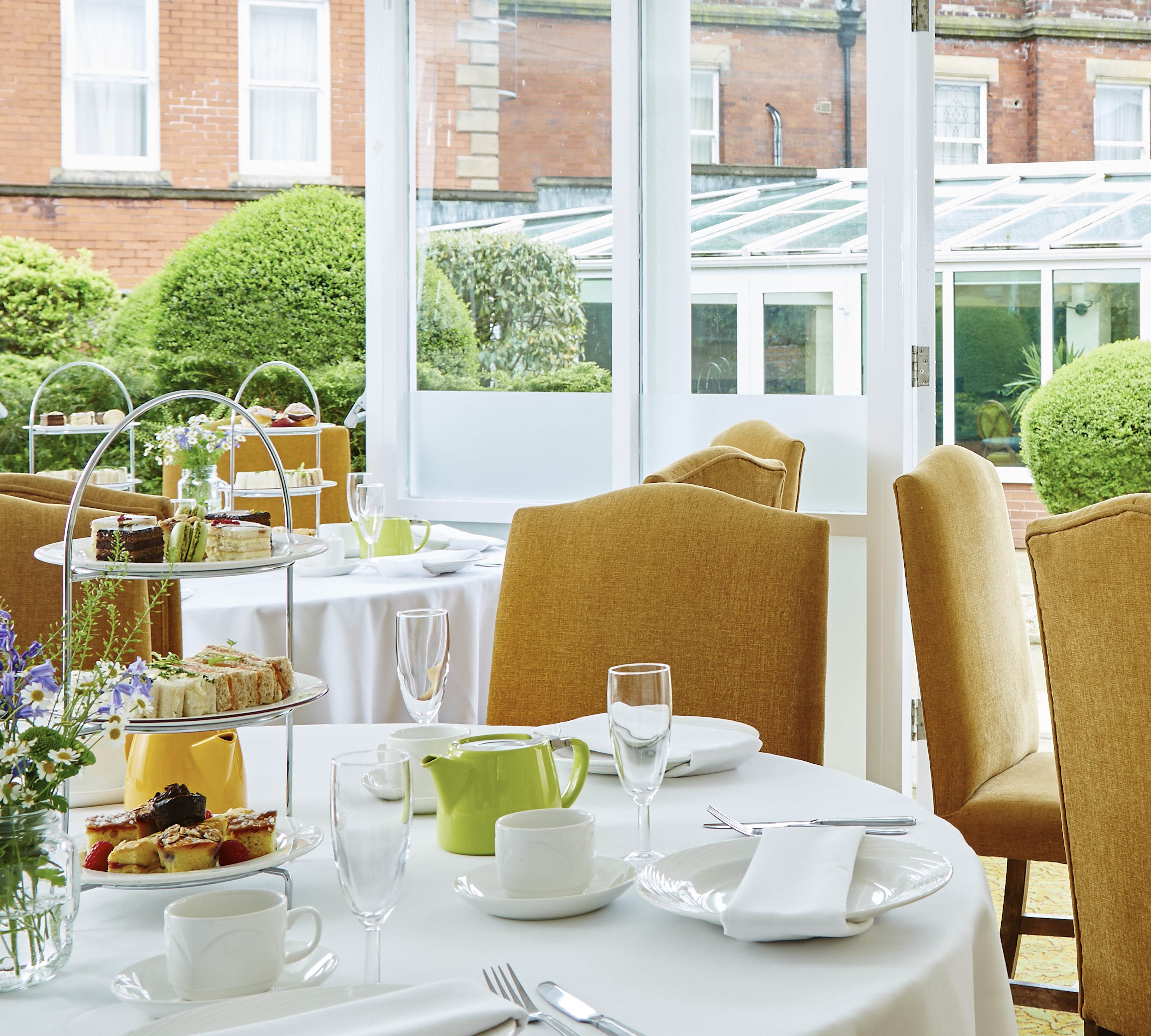 Elegant table setting in The Orangery, ideal for afternoon tea and networking events.