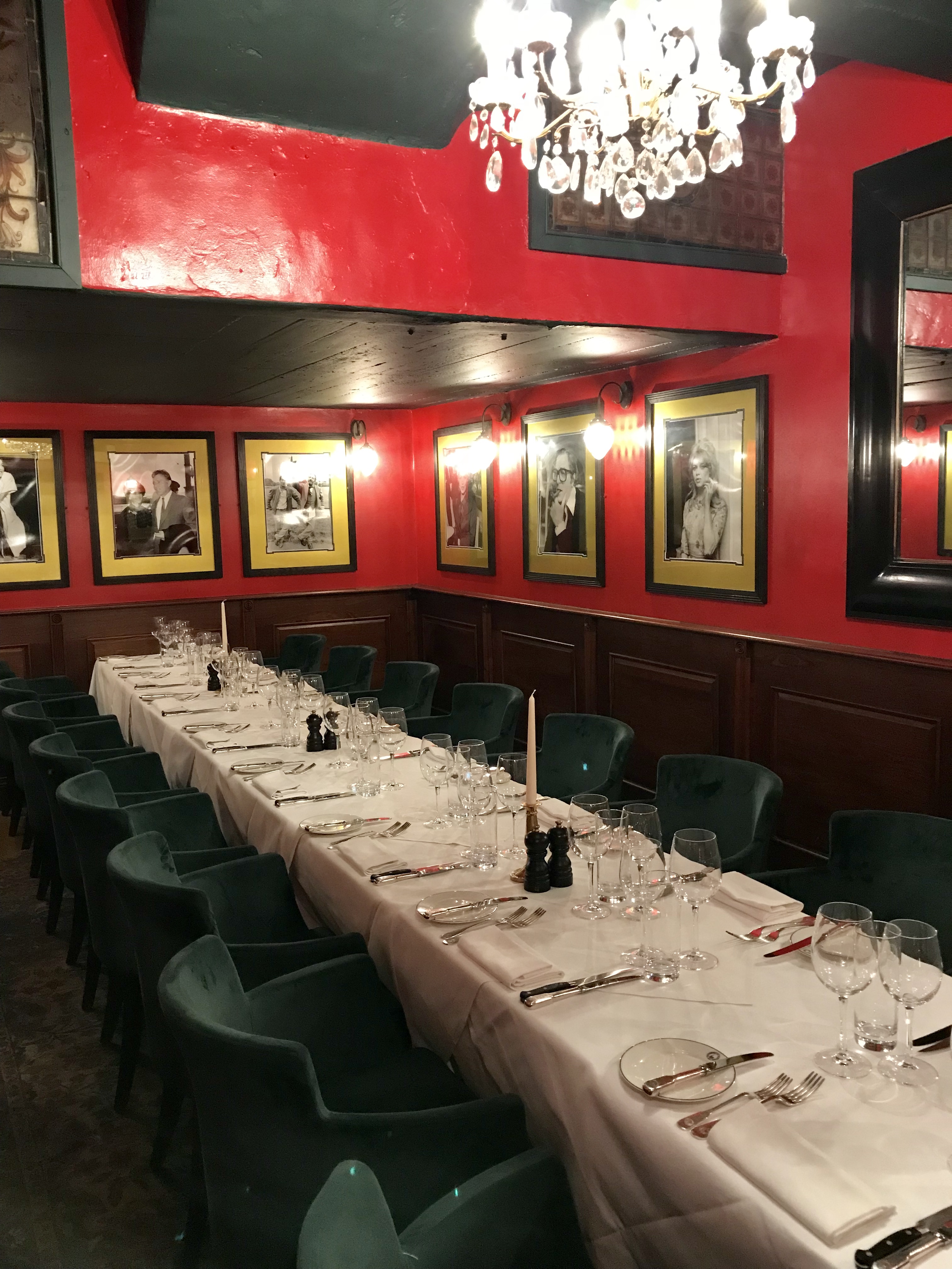 Intimate dining setup in Groove Room, Boisdale of Mayfair for private events and corporate dinners.