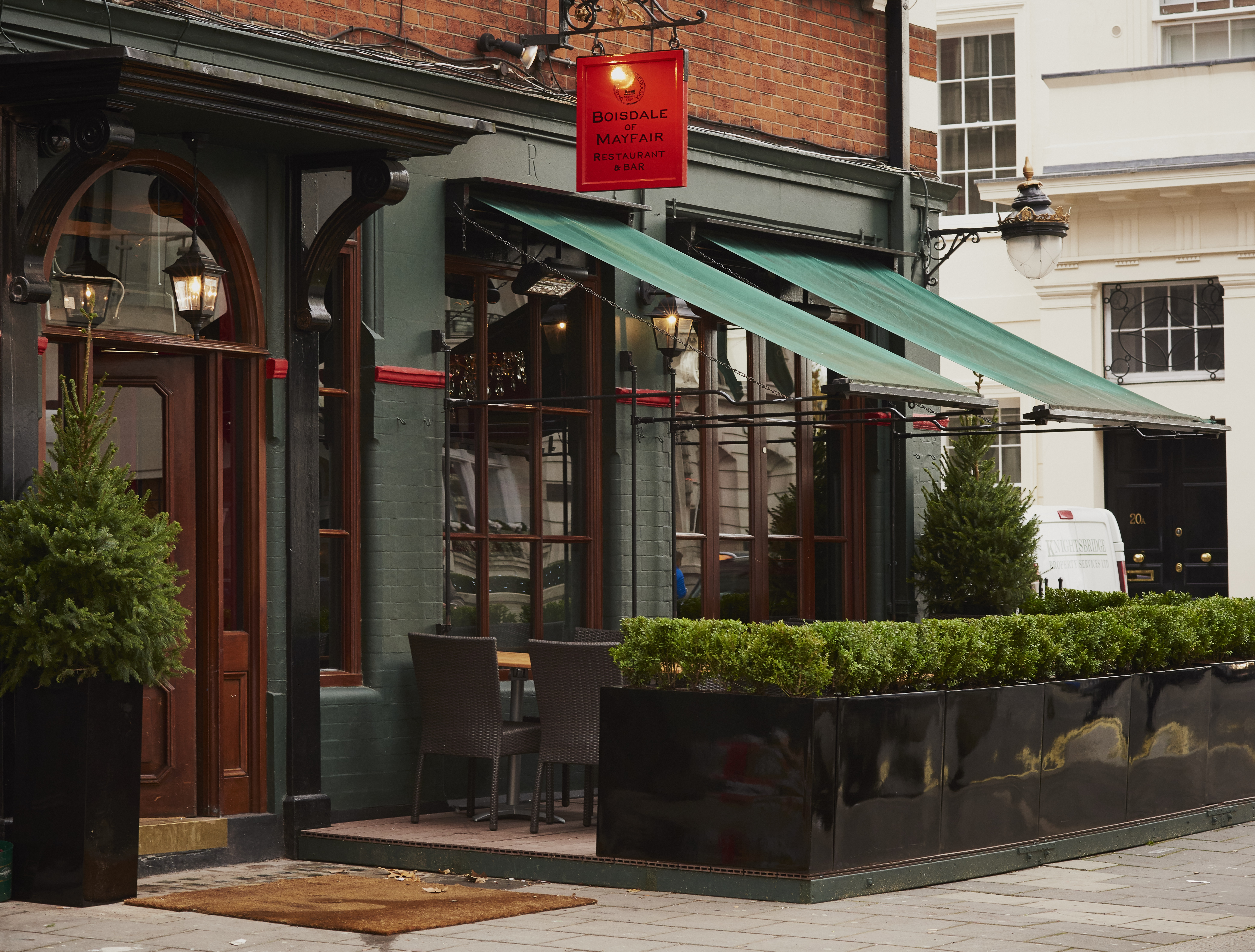 Groove Room at Boisdale of Mayfair, inviting venue with outdoor seating for events.