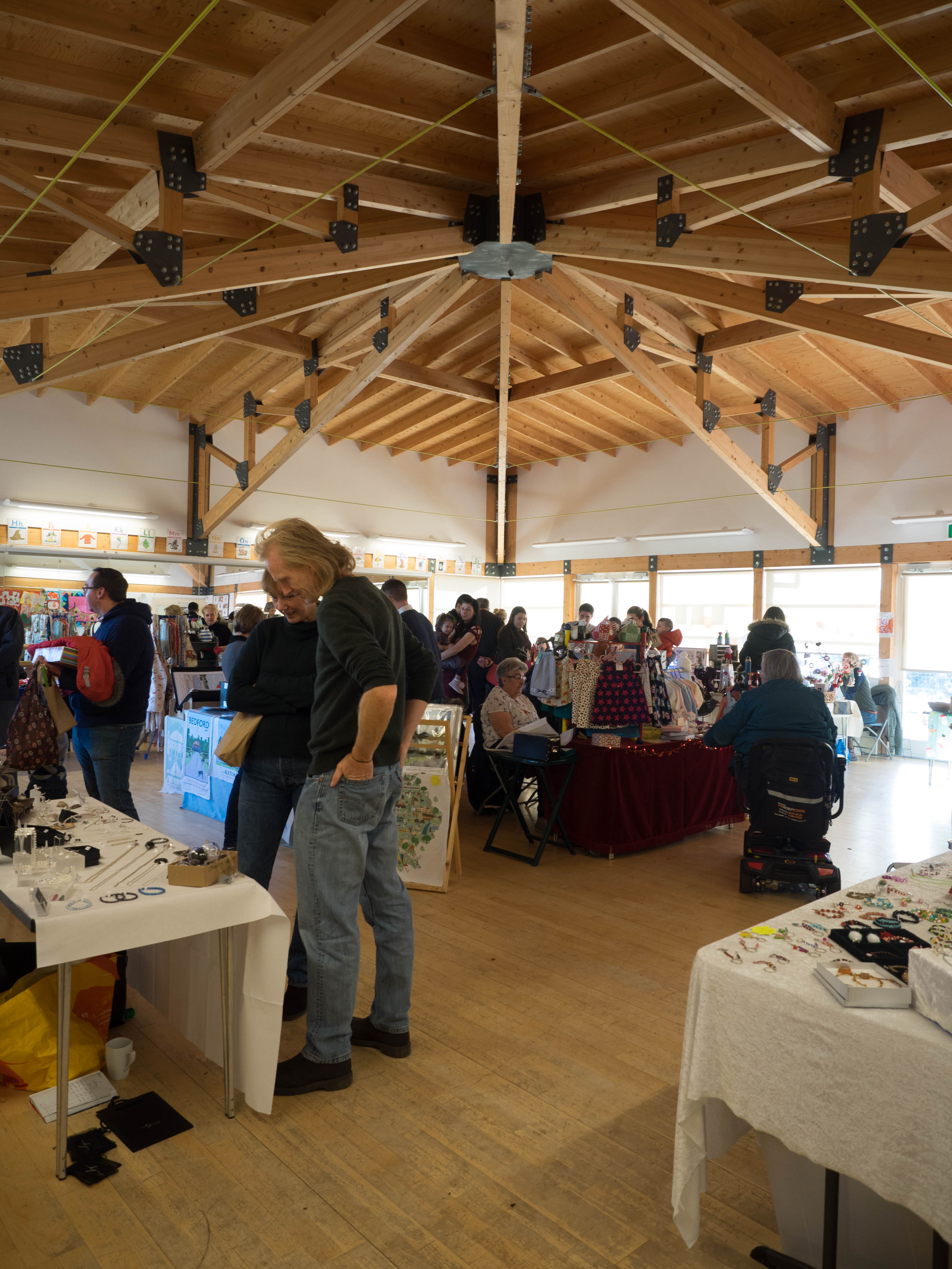 Kingspan Hall marketplace in Gamlingay Eco Hub, ideal for community events and craft fairs.