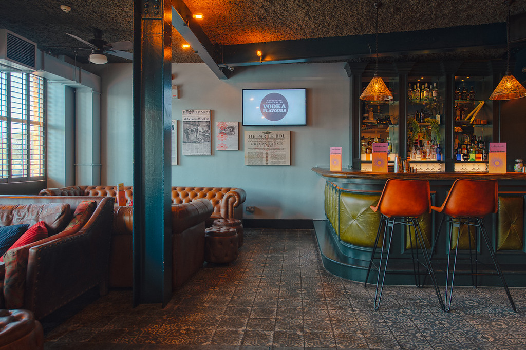 Stylish bar area in The Clubroom, Revolution York for networking and informal meetings.