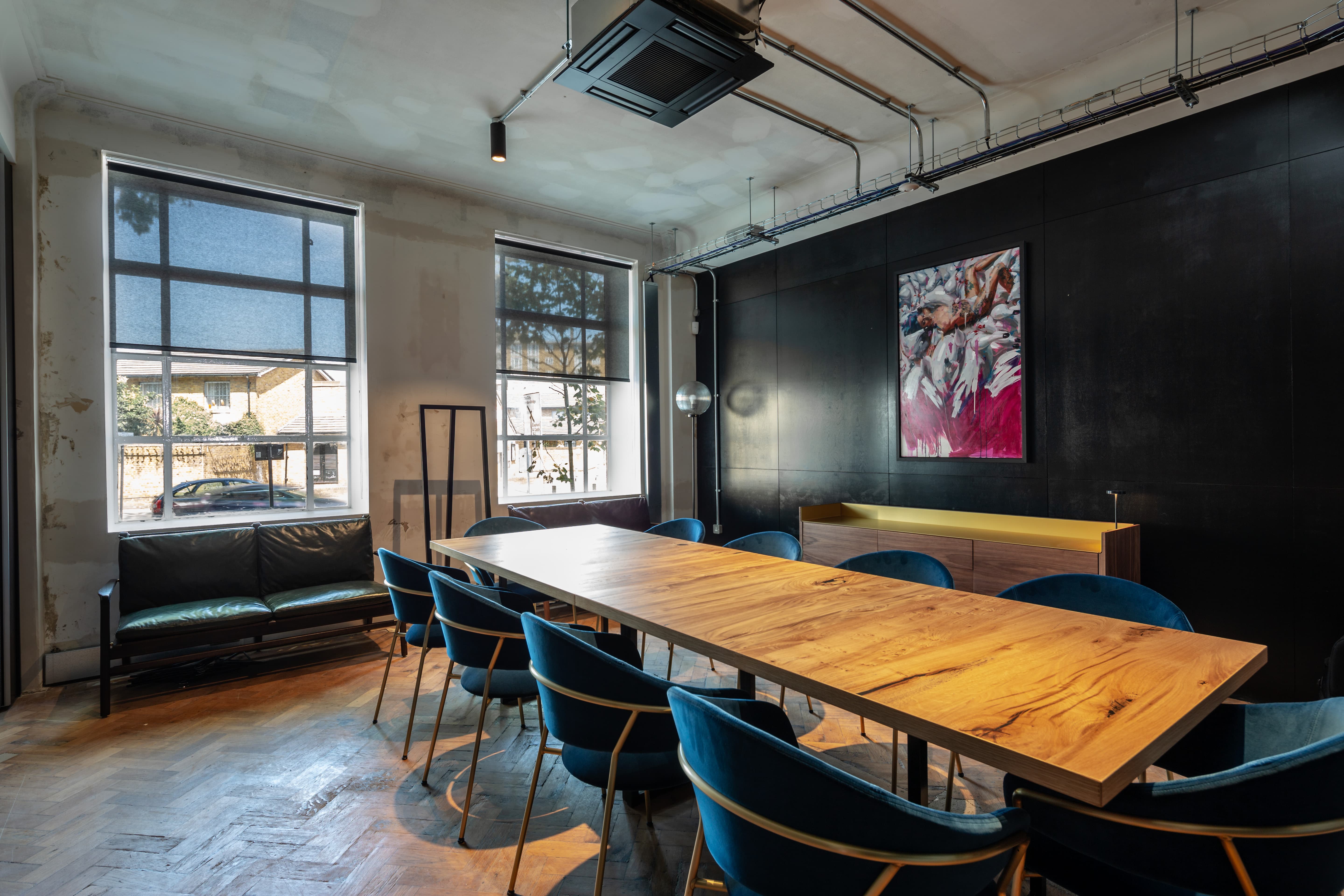Industrial-chic breakout room in The Ministry for creative workshops and strategy sessions.
