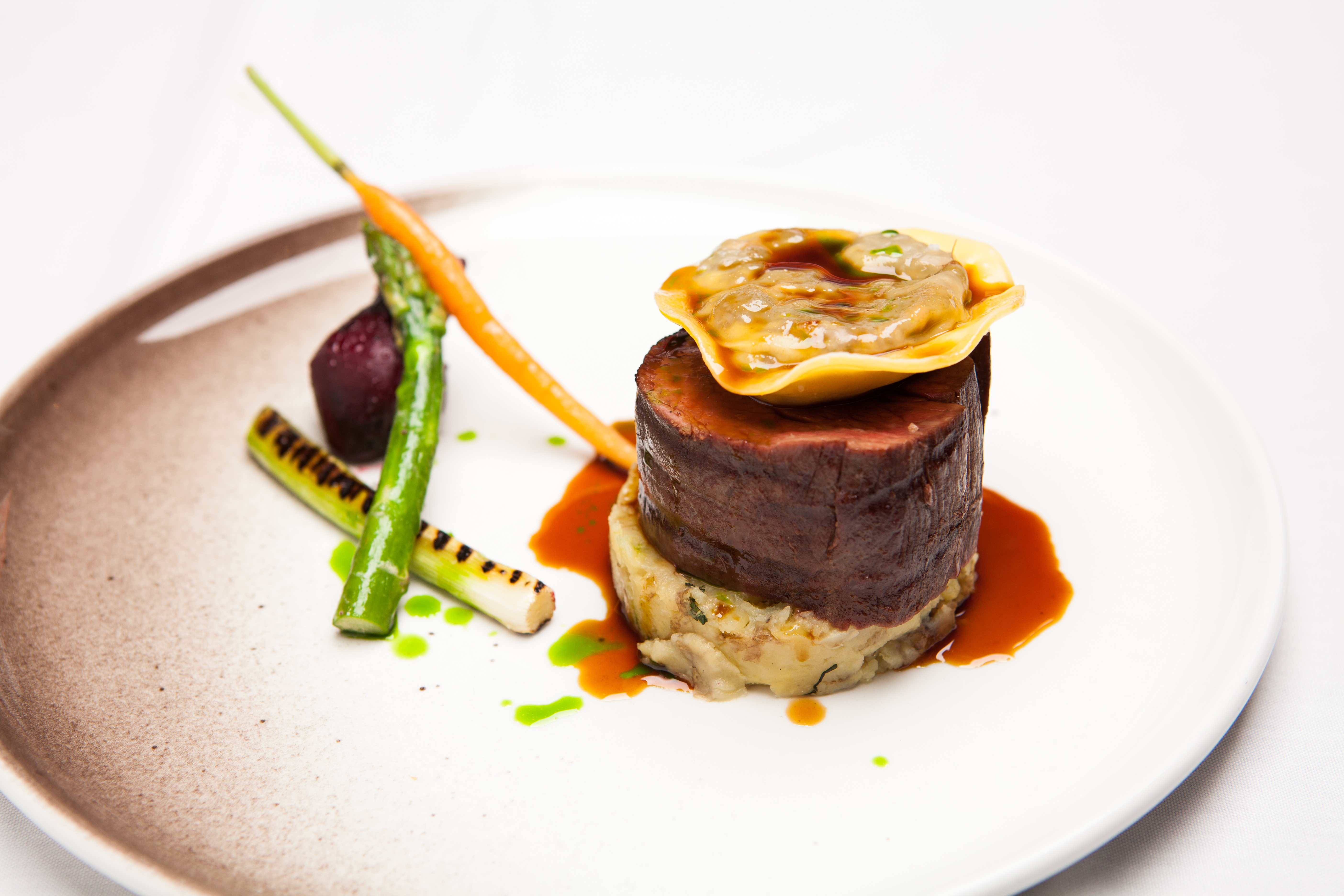 Gourmet dish at James Martin restaurant, Manchester - fine dining event experience.