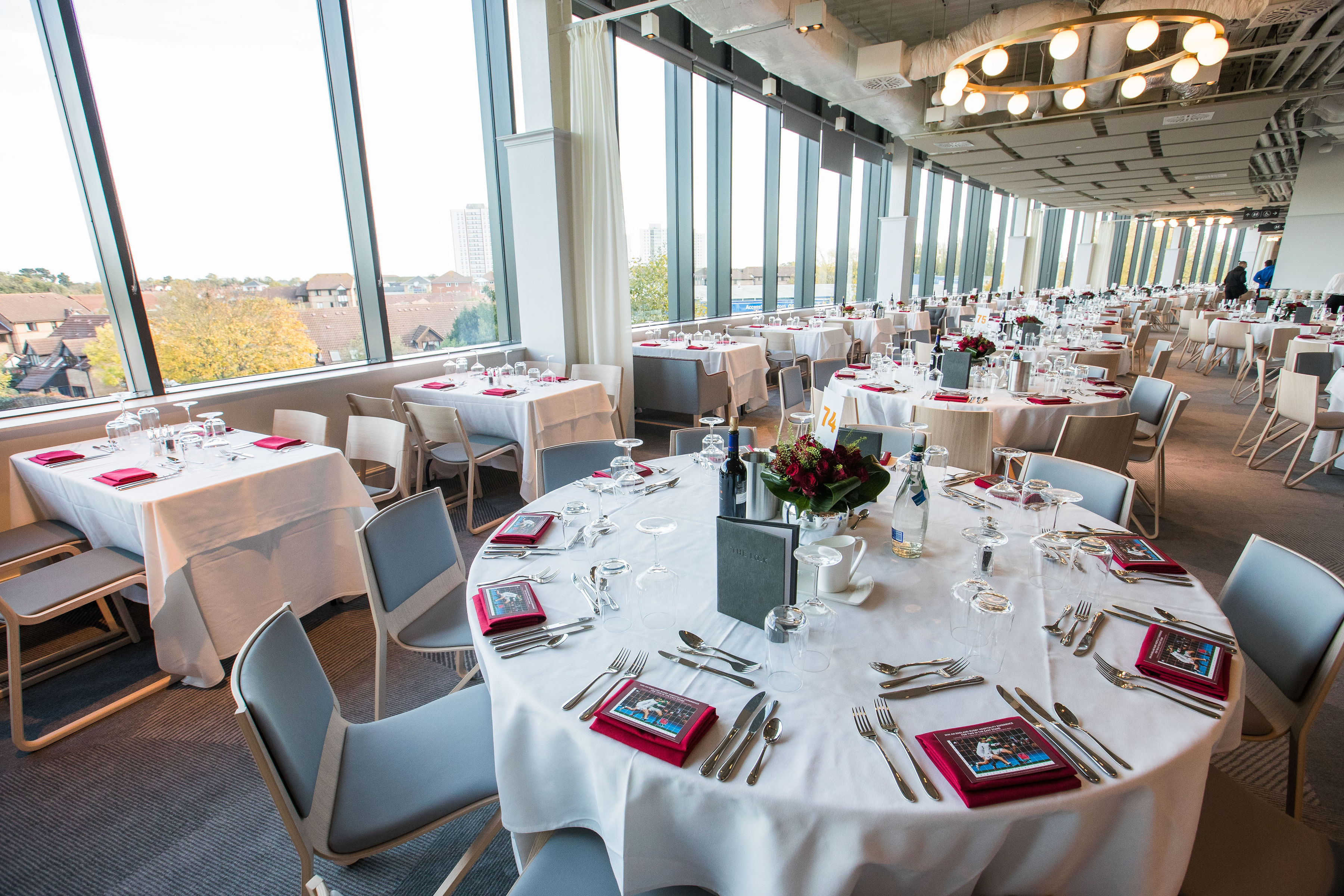 Lock No. 5 at Allianz Stadium, Twickenham: elegant dining setup for corporate events and weddings.