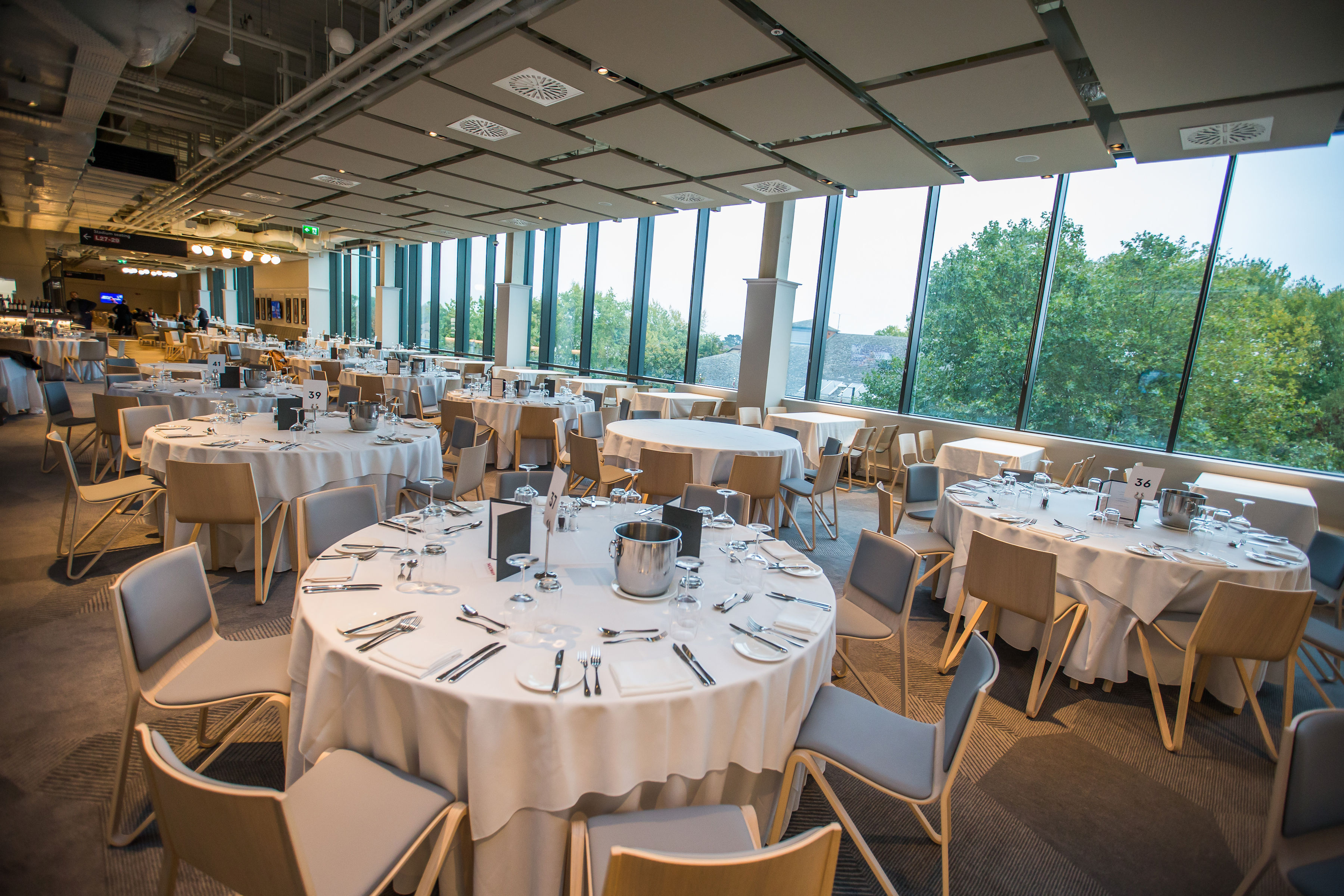 Lock No. 4 at Allianz Stadium: elegant dinner setup with round tables for gala events.