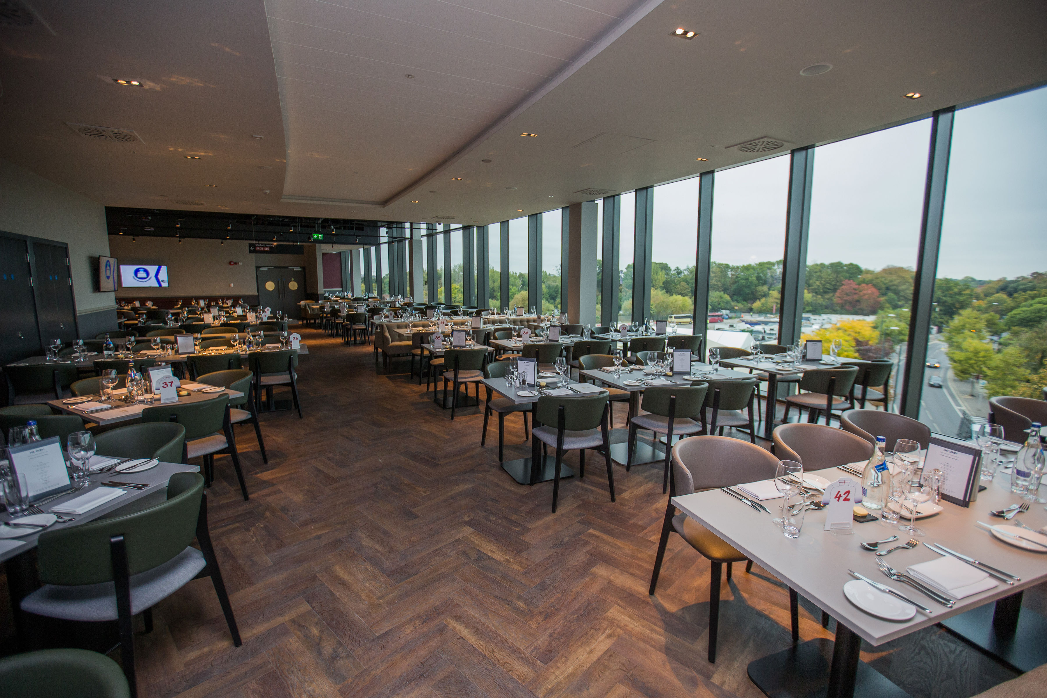 Modern event space at The Clubhouse Restaurant, Twickenham, ideal for corporate gatherings.