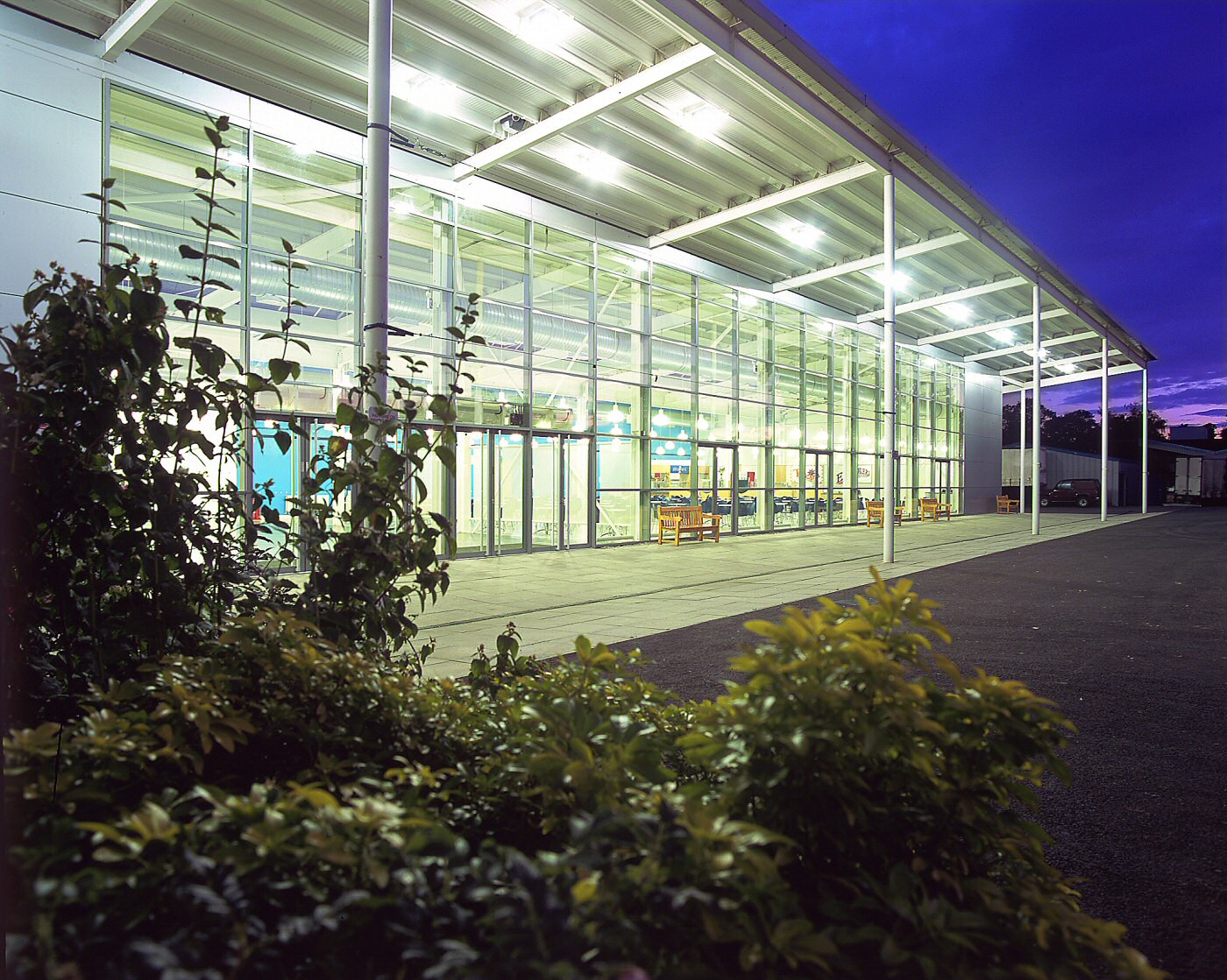 Modern event venue Hall 2 at NAEC Stoneleigh with glass walls for natural light.