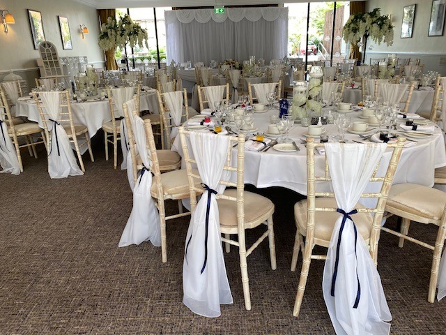Cheshire Suite at Best Western Plus Pinewood, elegant wedding event space with white linens.