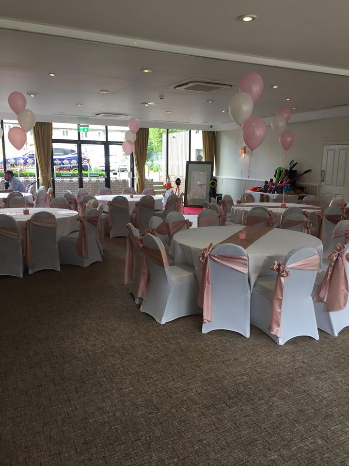 Cheshire Suite event space with elegant tables, perfect for weddings and parties.