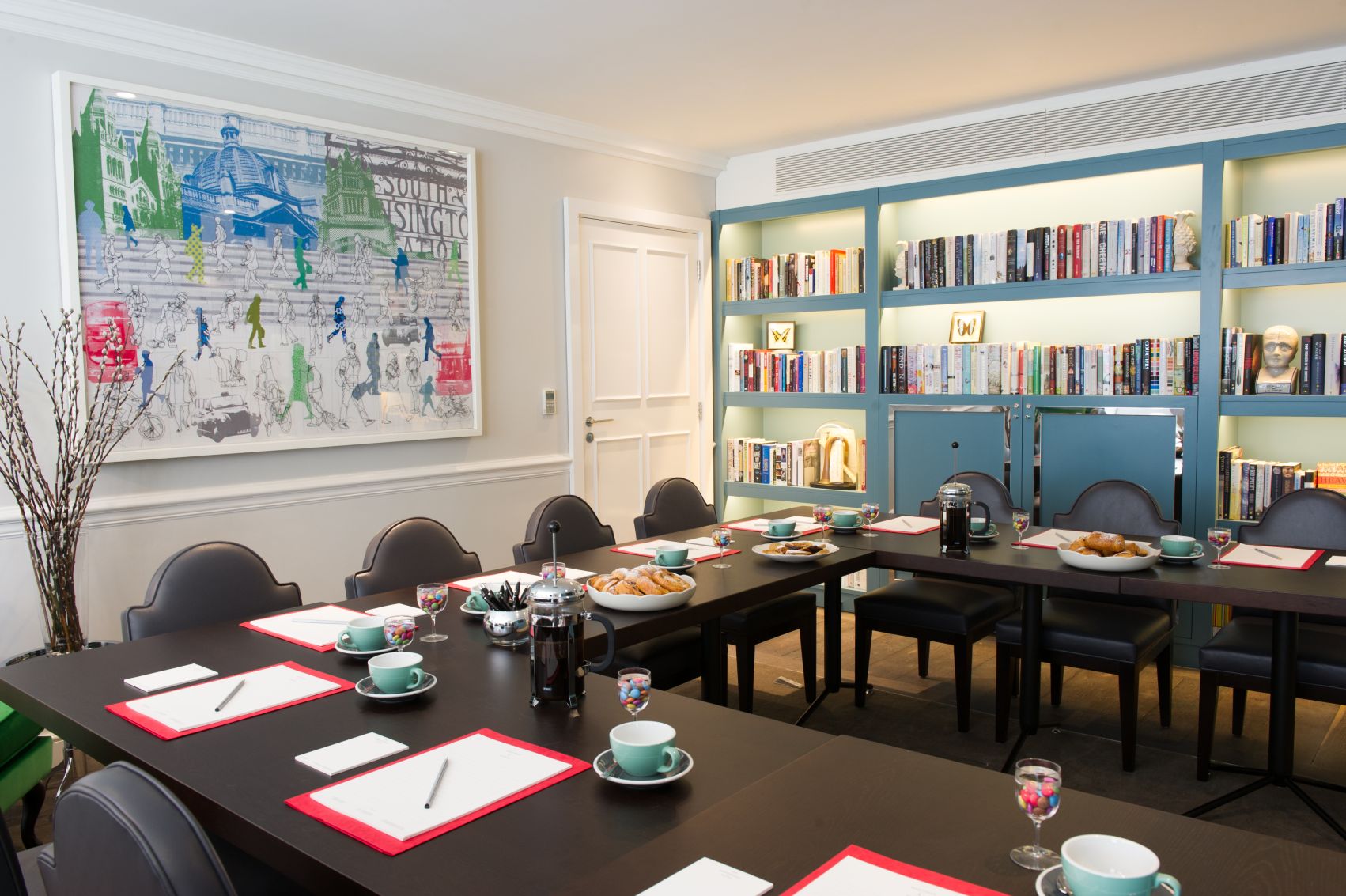 Elegant meeting room at The Ampersand Hotel with long table, ideal for professional events.