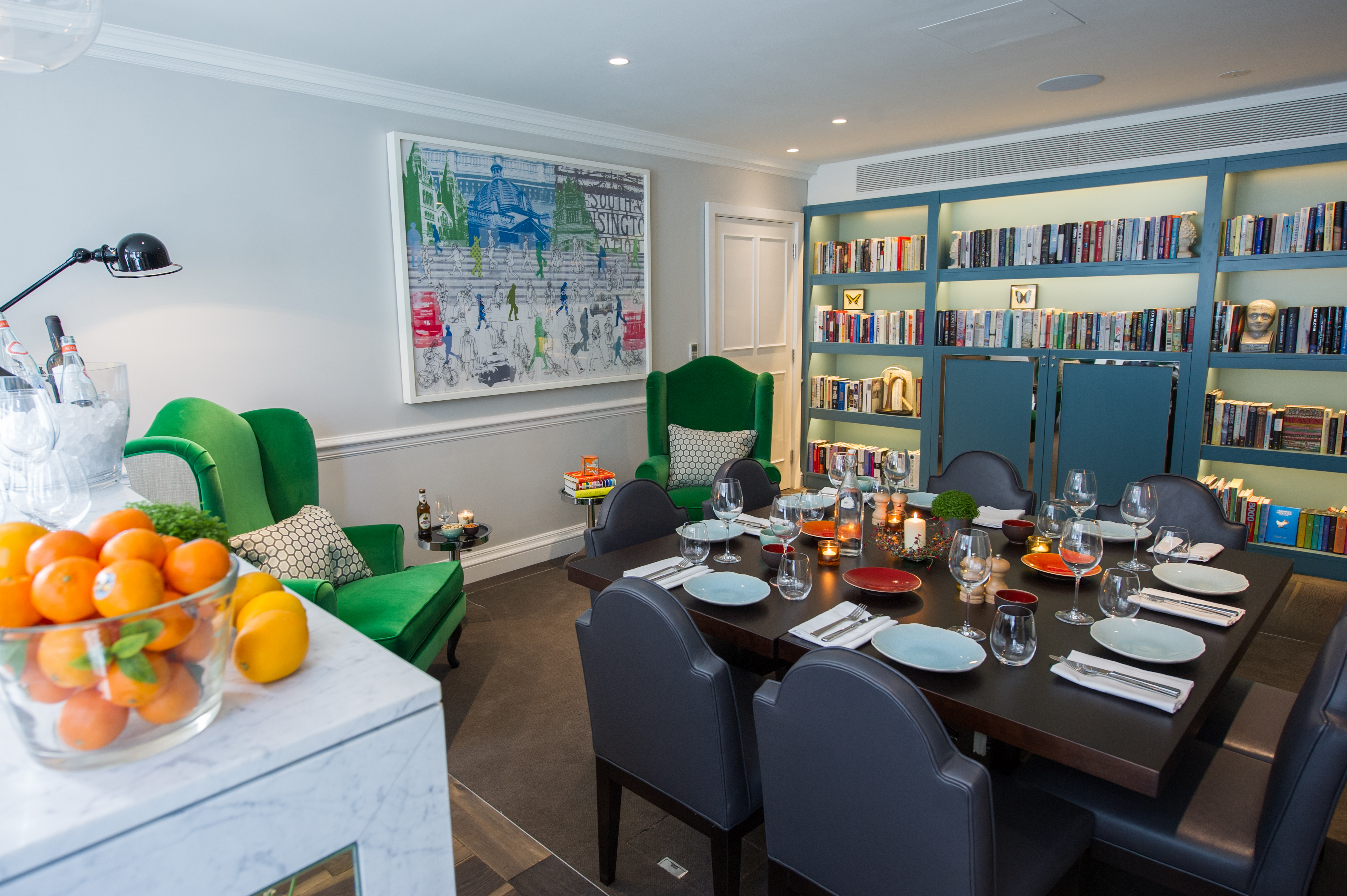 Stylish meeting space in The Ampersand Hotel, ideal for executive gatherings and events.