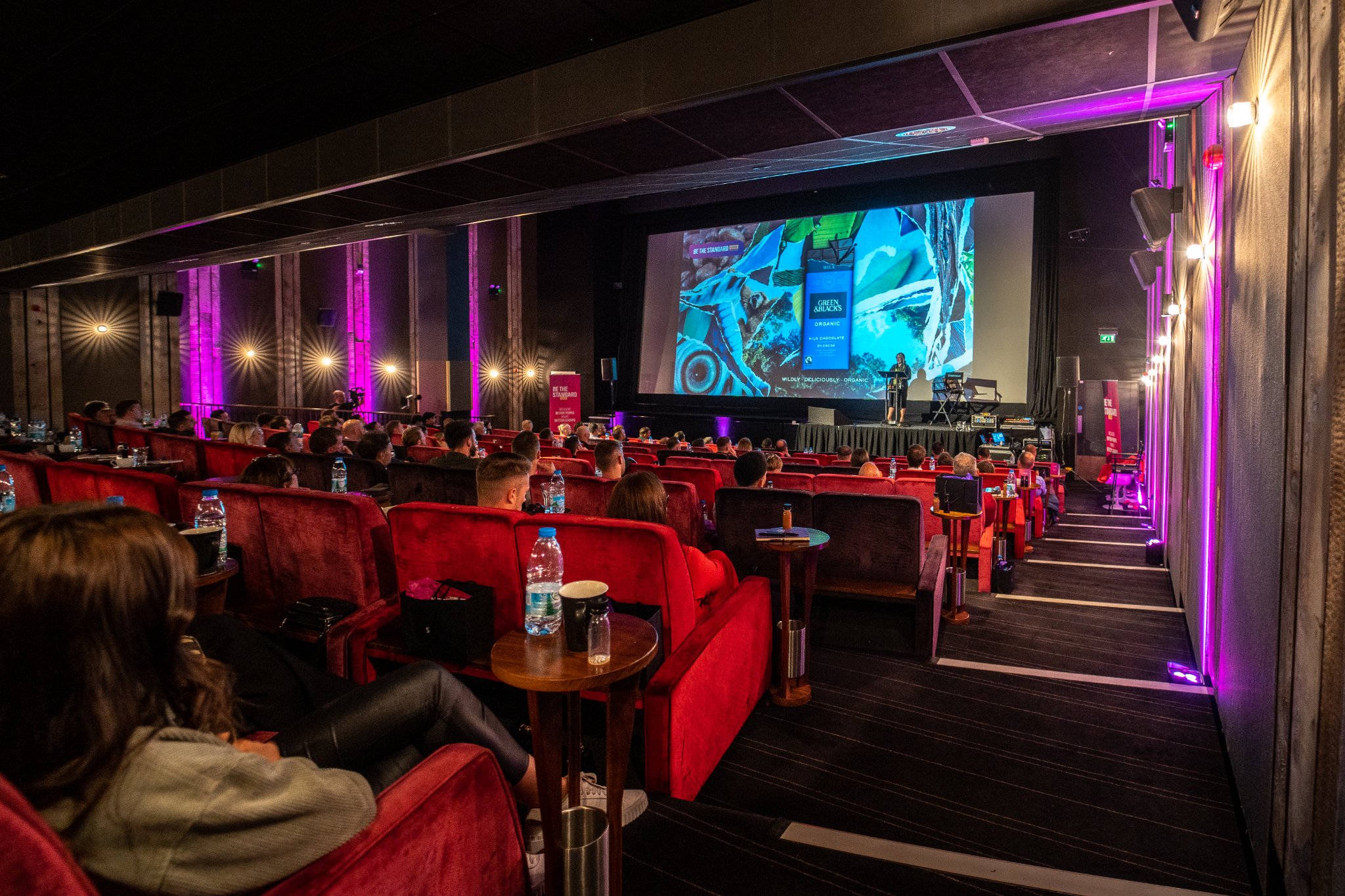 Modern conference setup with plush seating at Everyman Leeds, ideal for engaging events.