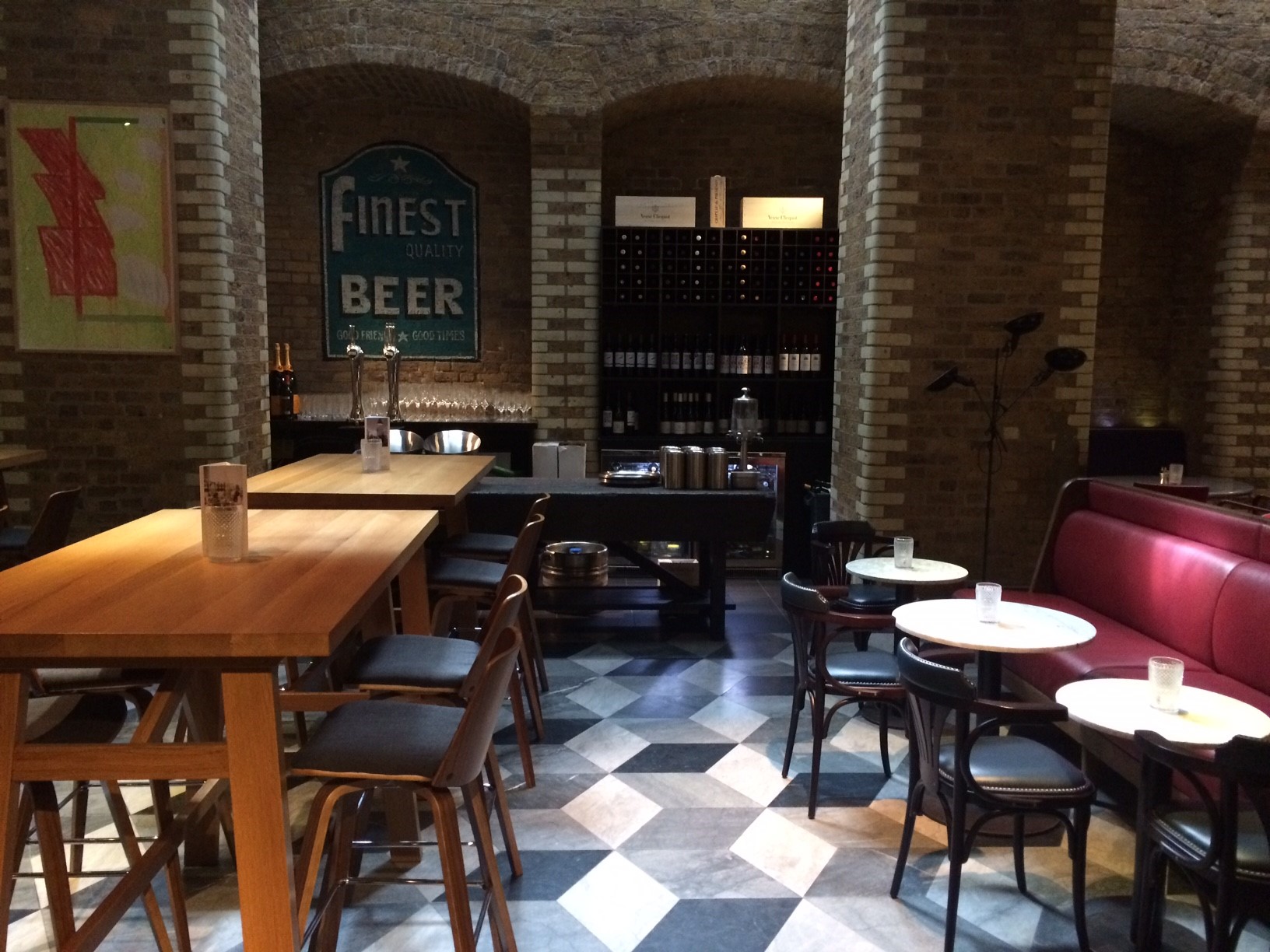 Stylish Tra Tra Restaurant in Shoreditch, warm decor for intimate meetings and events.