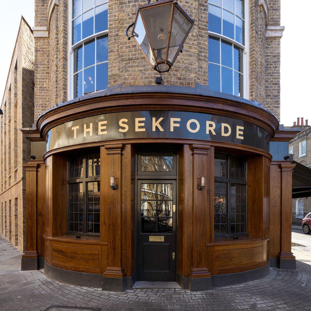 The Sekforde exterior, historic venue for intimate meetings and social events.