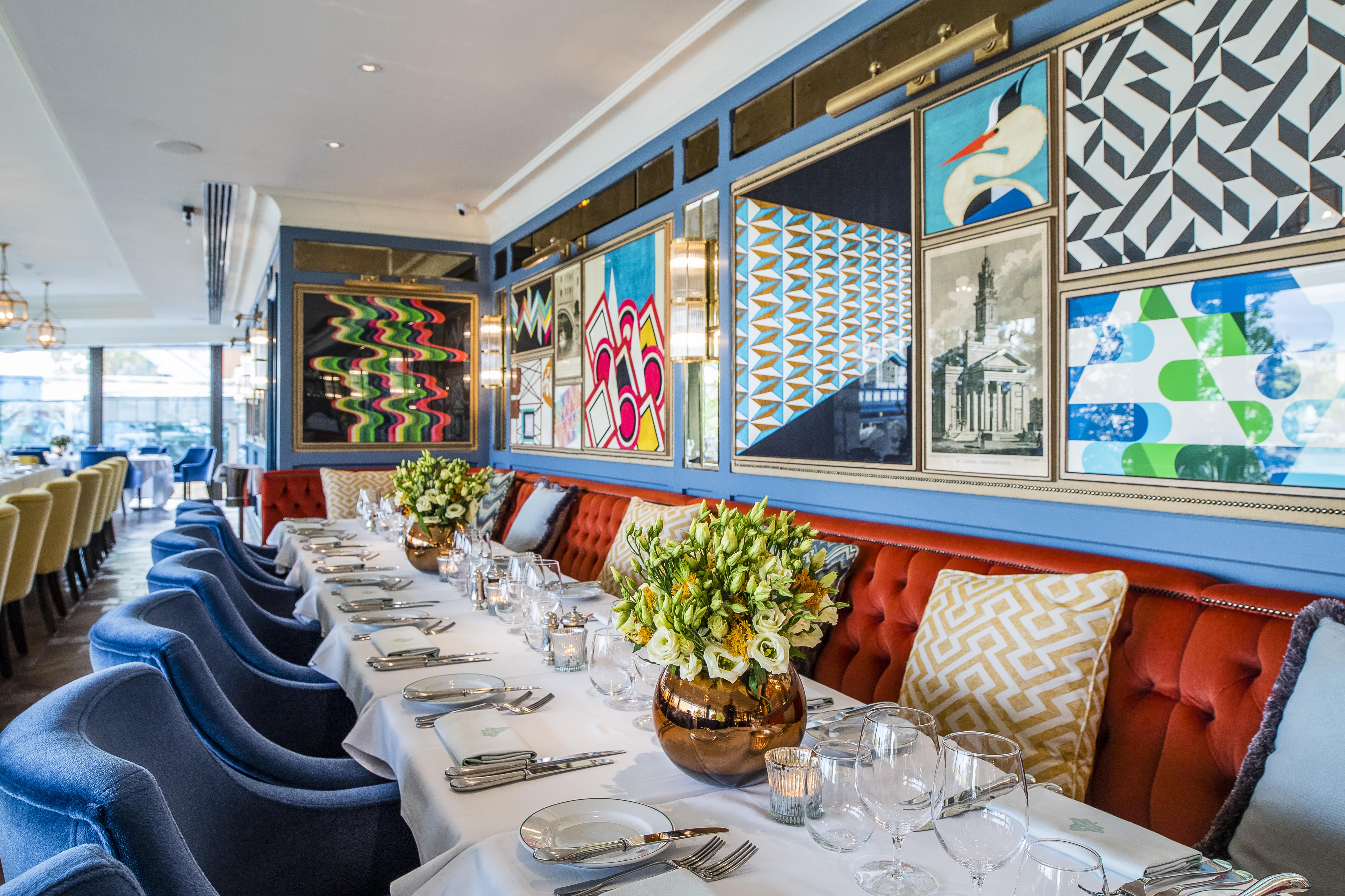 Elegant dining room at The Ivy Tower Bridge, perfect for upscale events and gatherings.