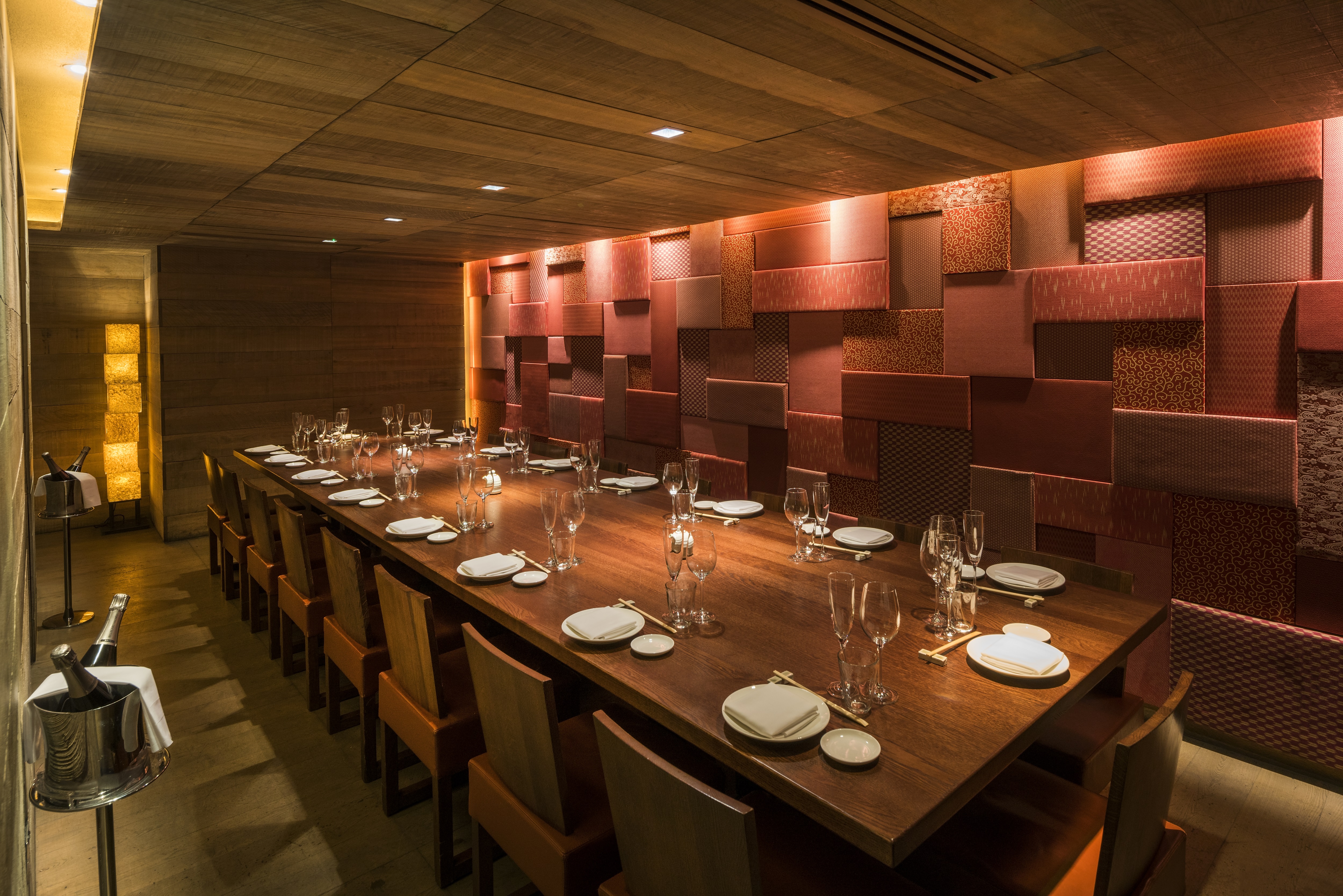 Adzuki Private Dining Room at ROKA Mayfair, elegant space for corporate events and fine dining.