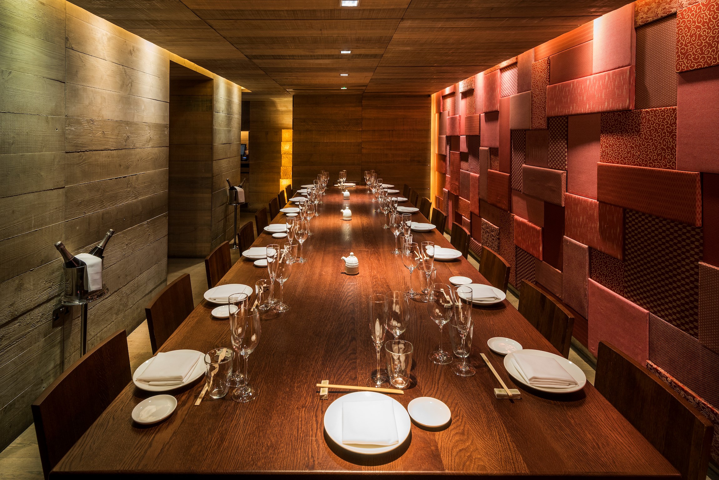 Adzuki Private Dining Room at ROKA Mayfair, elegant table for corporate dinners and events.