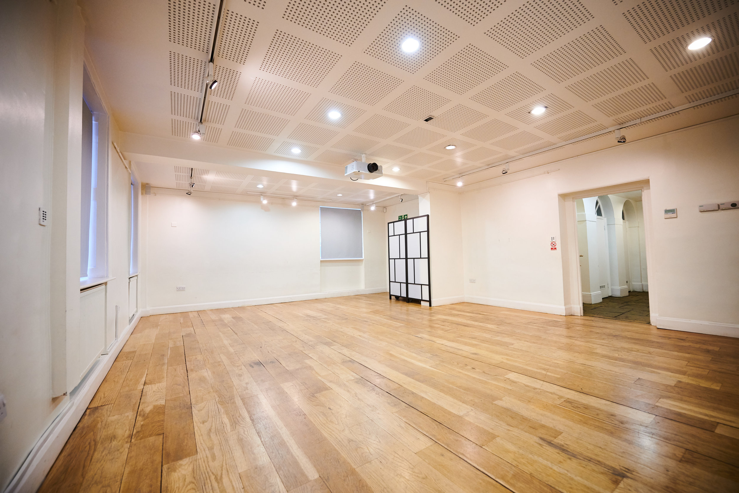 Screening Room at Pushkin House: bright, minimalist event space for workshops and presentations.