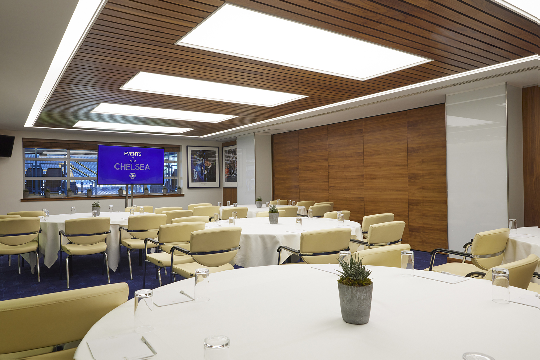 Vialli Suite at Chelsea FC: modern meeting space for corporate events and workshops.