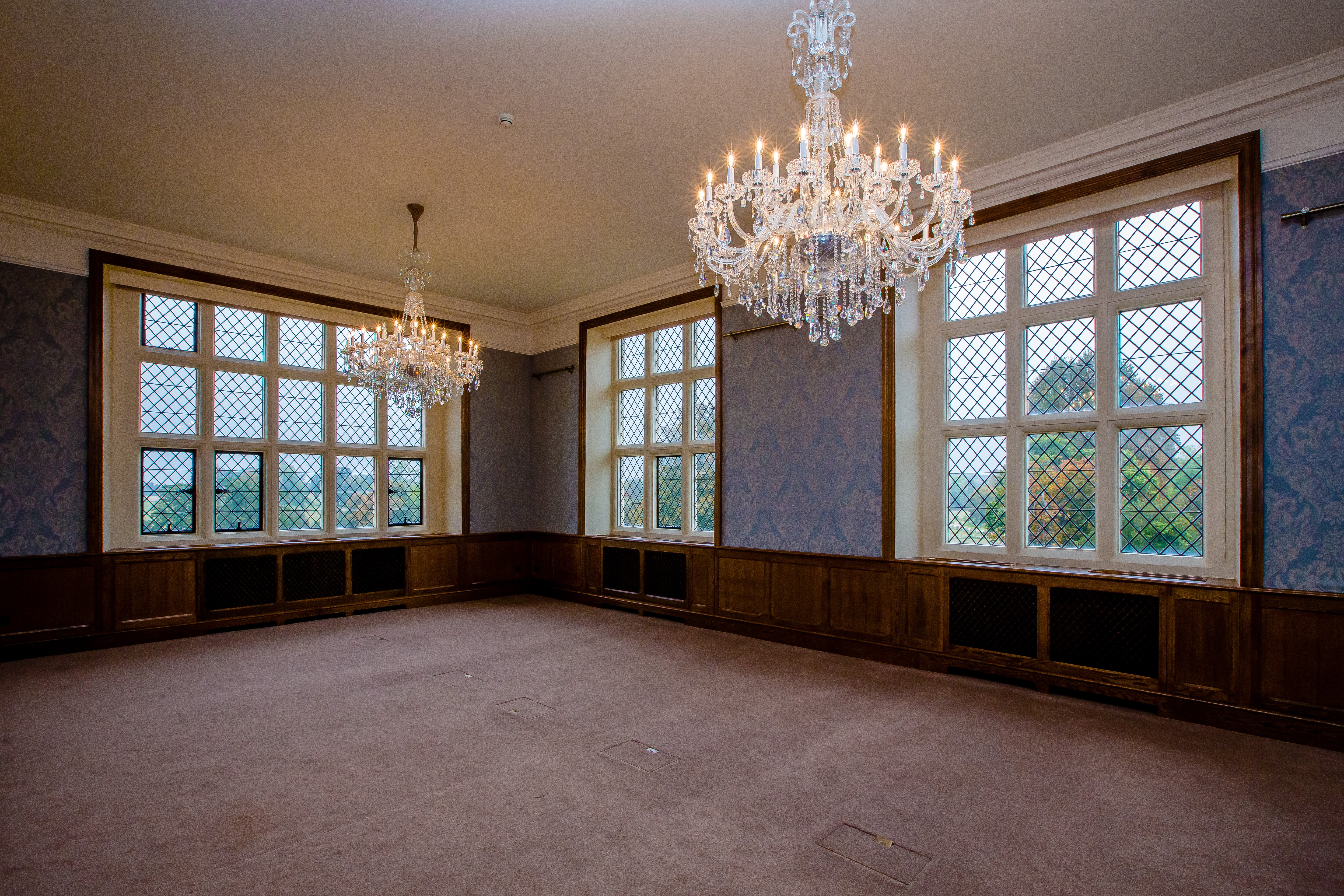Elegant event room in The Mansion House, North Mymms Park, ideal for meetings and gatherings.