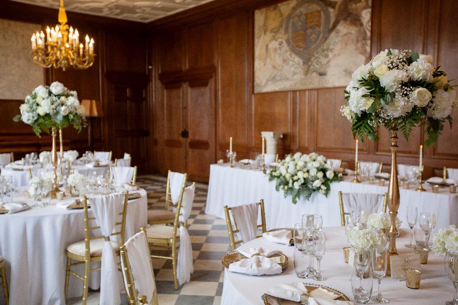 Elegant banquet room at The Mansion House, ideal for weddings and corporate events.