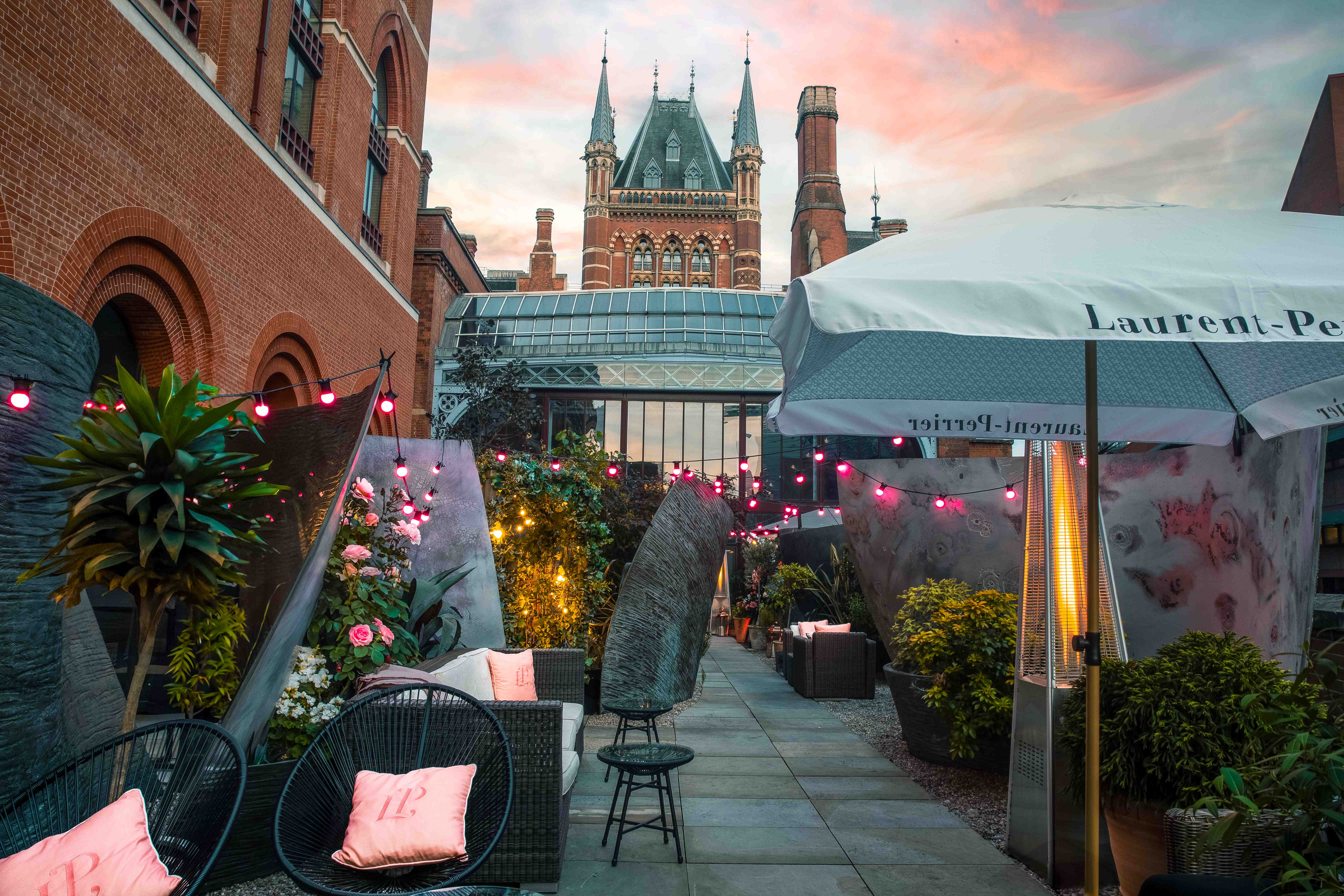 Hansom Hall outdoor event space in St. Pancras, London, ideal for upscale gatherings.