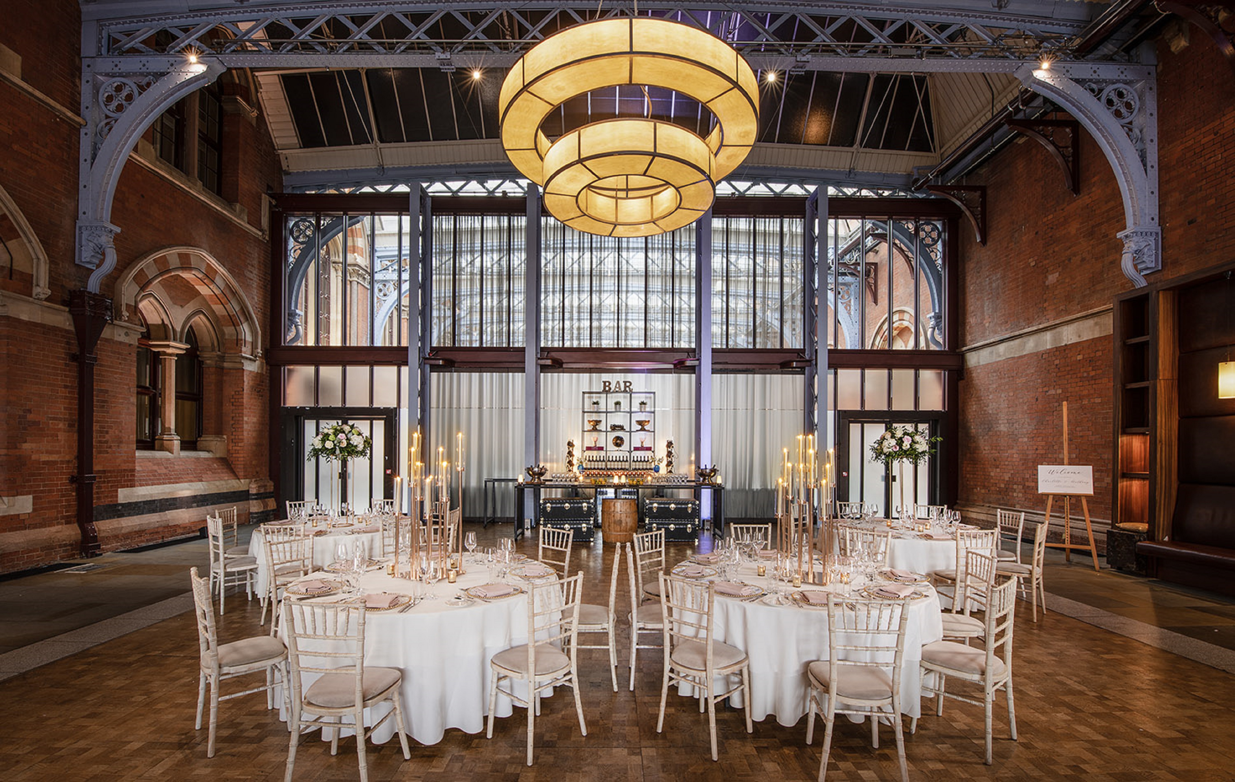Elegant event space in Hansom Hall, St. Pancras, ideal for weddings and corporate events.