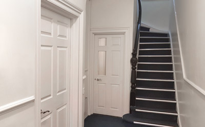 Meeting room hallway in Oxford Circus, ideal for networking events and breakout sessions.