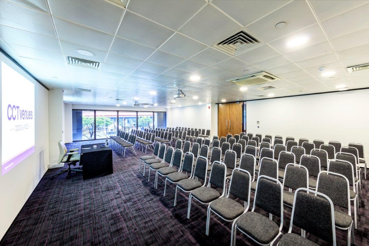 Jasmine Room meeting space, theater-style layout: corporate presentation and event venue.