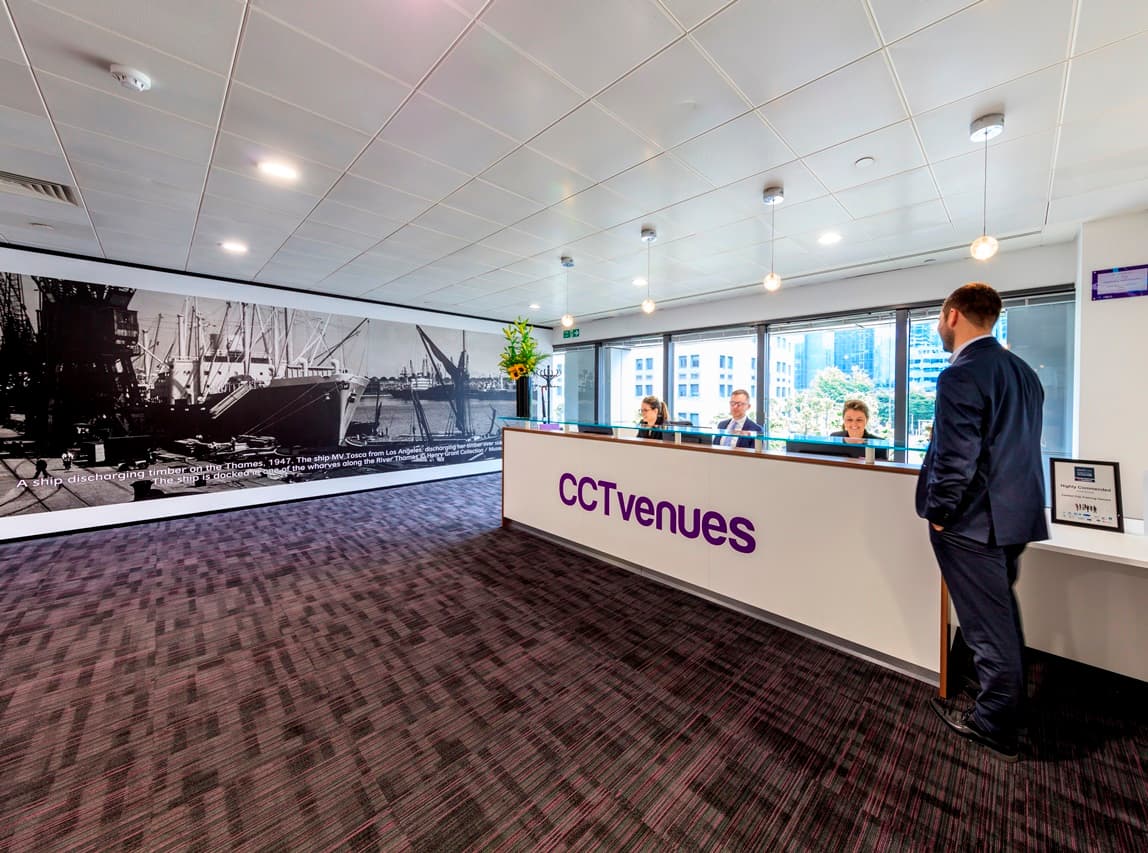 Jasmine Room at Docklands Watersports Centre: modern reception area for corporate events and meetings.