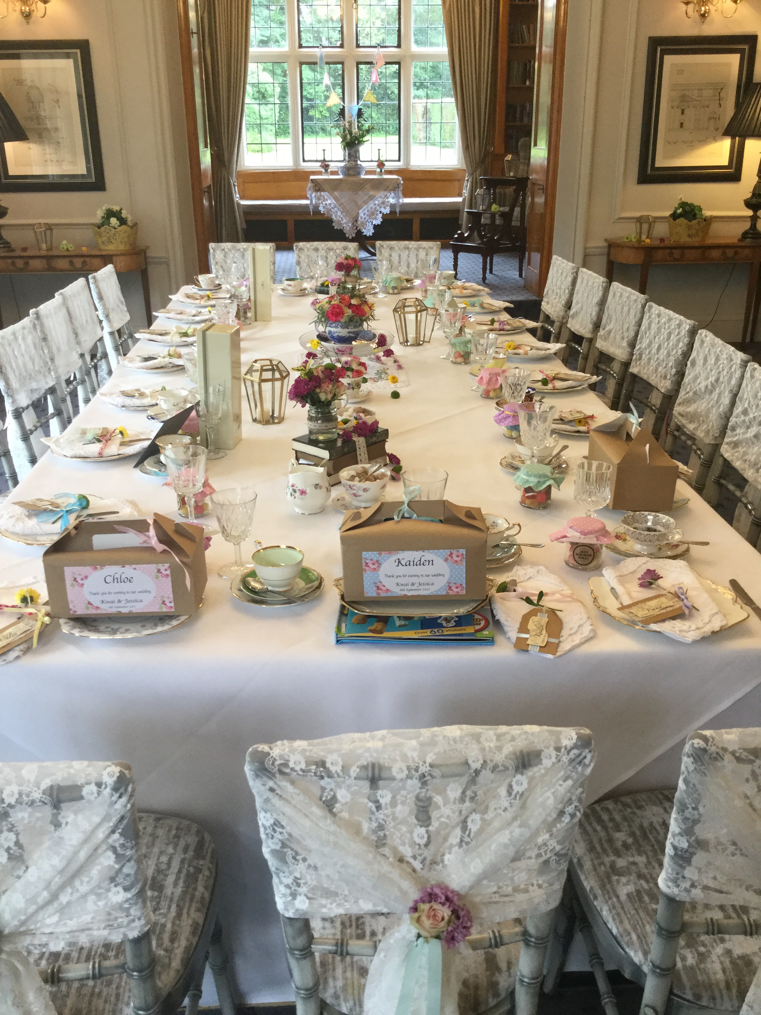 Elegant banquet table with floral centerpieces at Greenwoods Hotel & Spa for weddings.